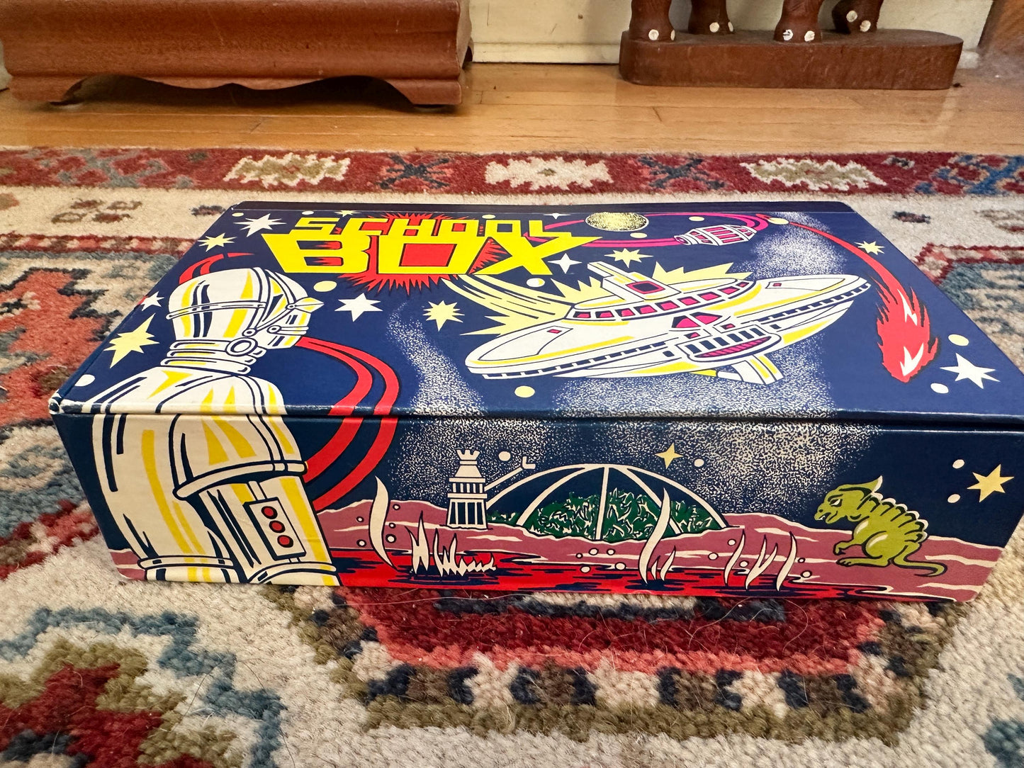 Vintage Wood 1 Inch Letter Blocks (Set of 34) in Vintage Space School Box