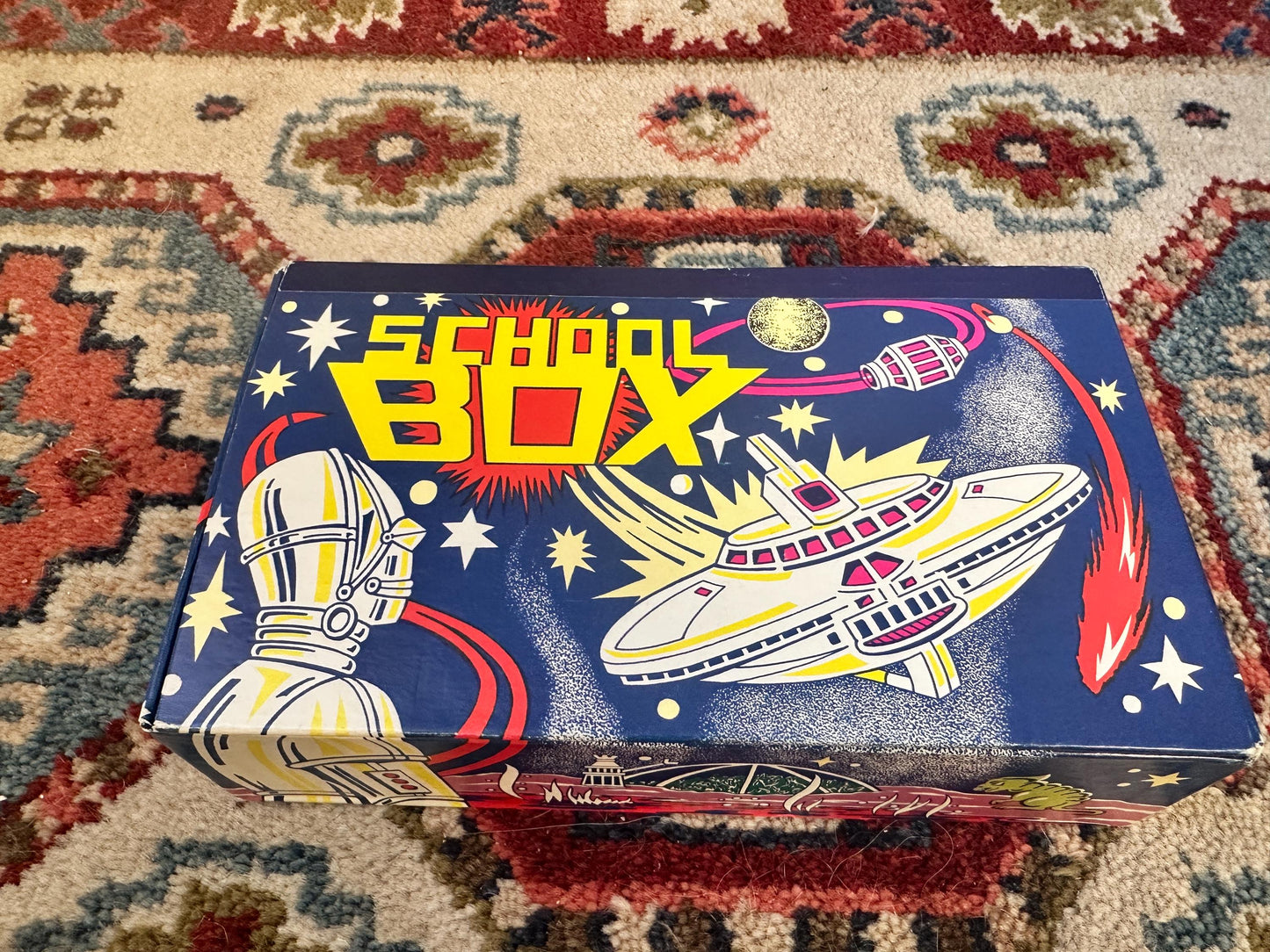 Vintage Wood 1 Inch Letter Blocks (Set of 34) in Vintage Space School Box