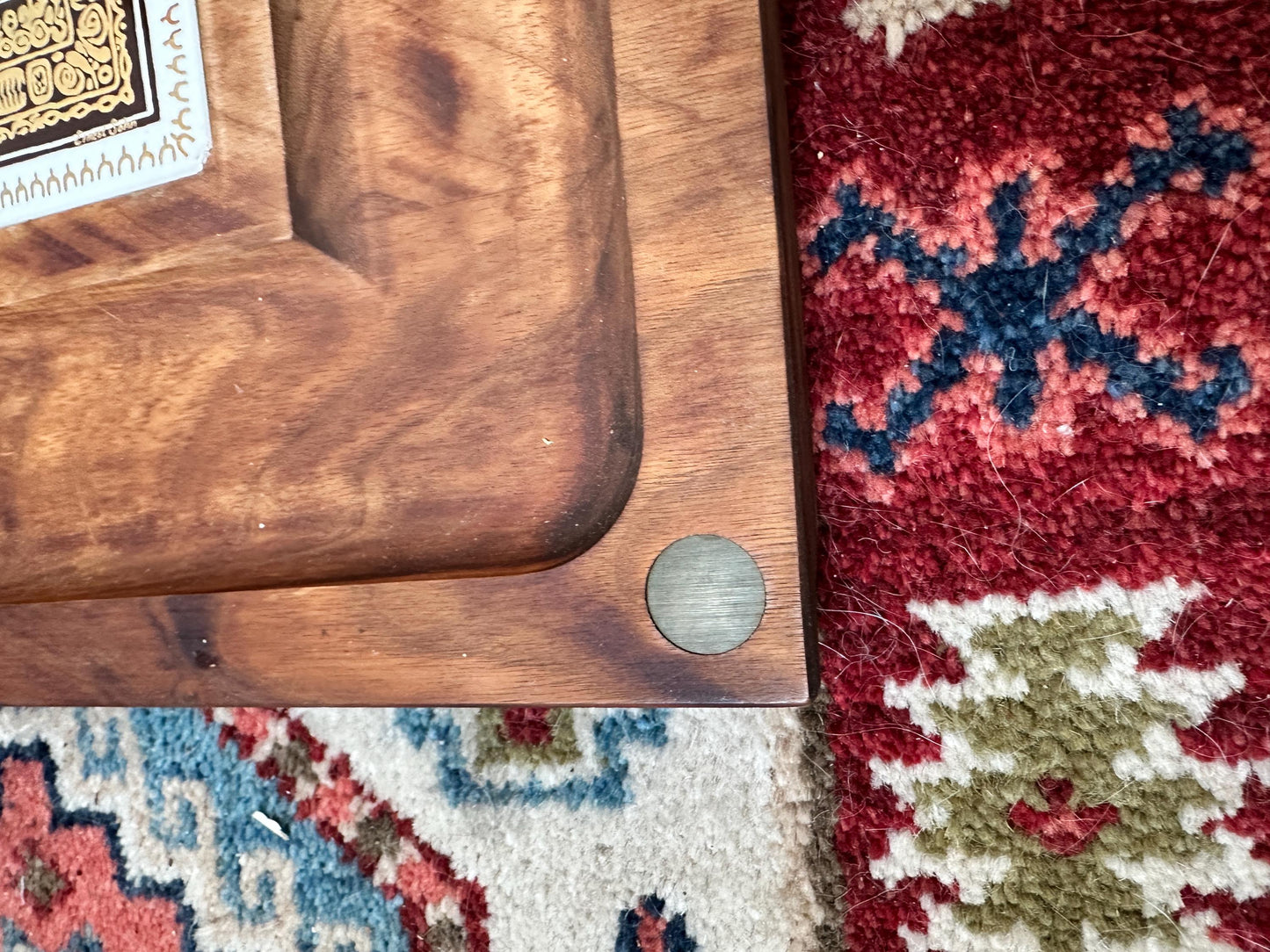Vintage Midcentury Modern Ernest Sohn Walnut & Ceramic Cheese Board Serving Tray