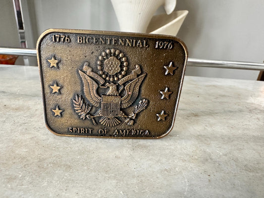 Vintage Belt Buckle, Solid Brass, Eagle Spirit Of America