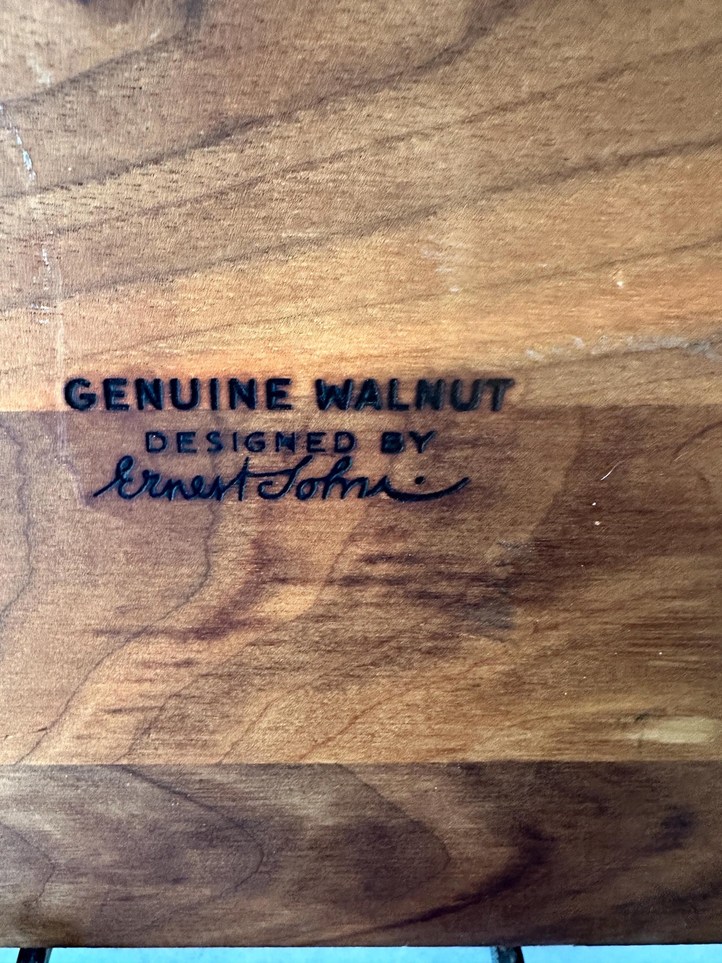 Vintage Midcentury Modern Ernest Sohn Walnut & Ceramic Cheese Board Serving Tray