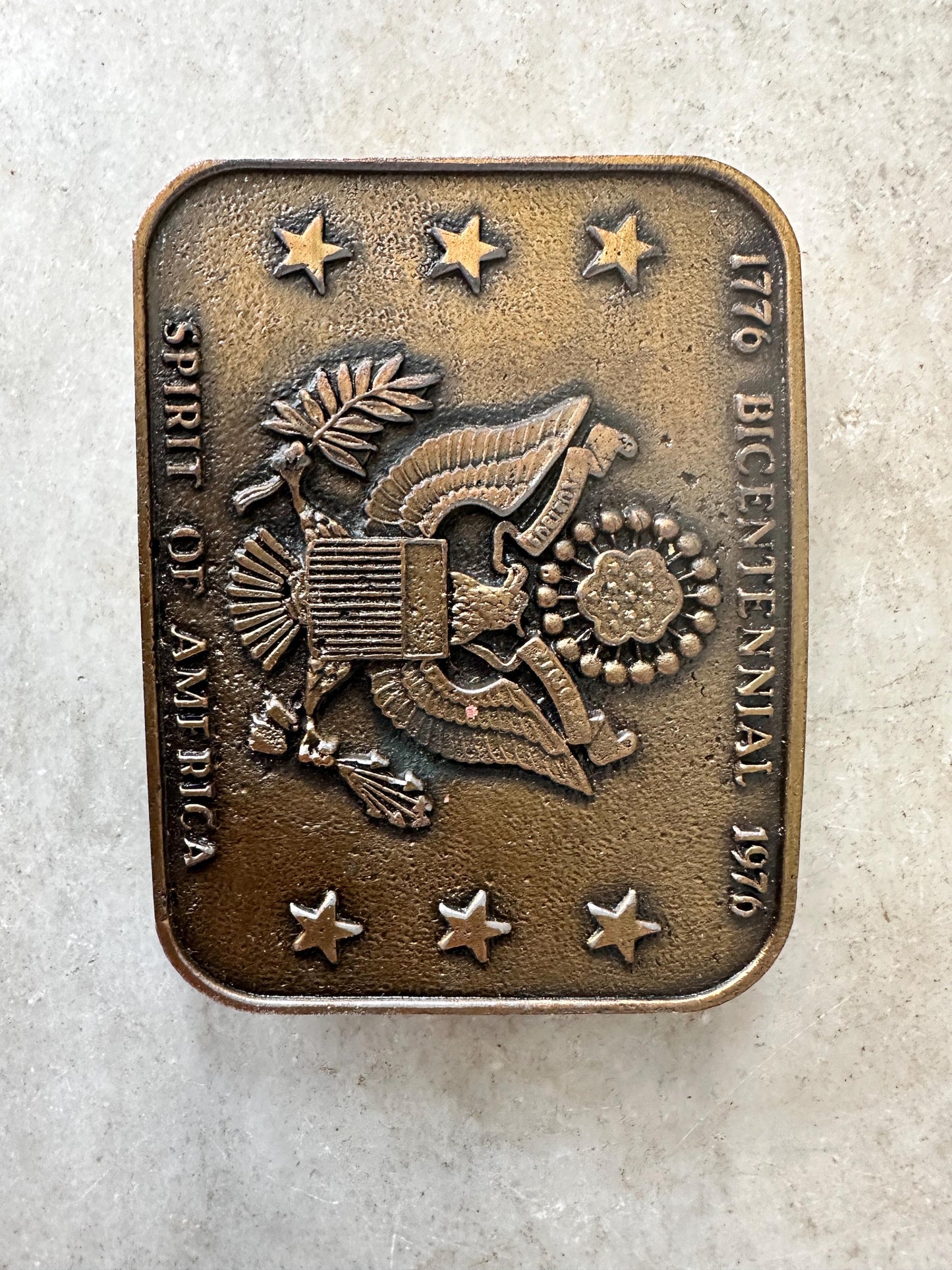 Vintage Belt Buckle, Solid Brass, Eagle Spirit Of America
