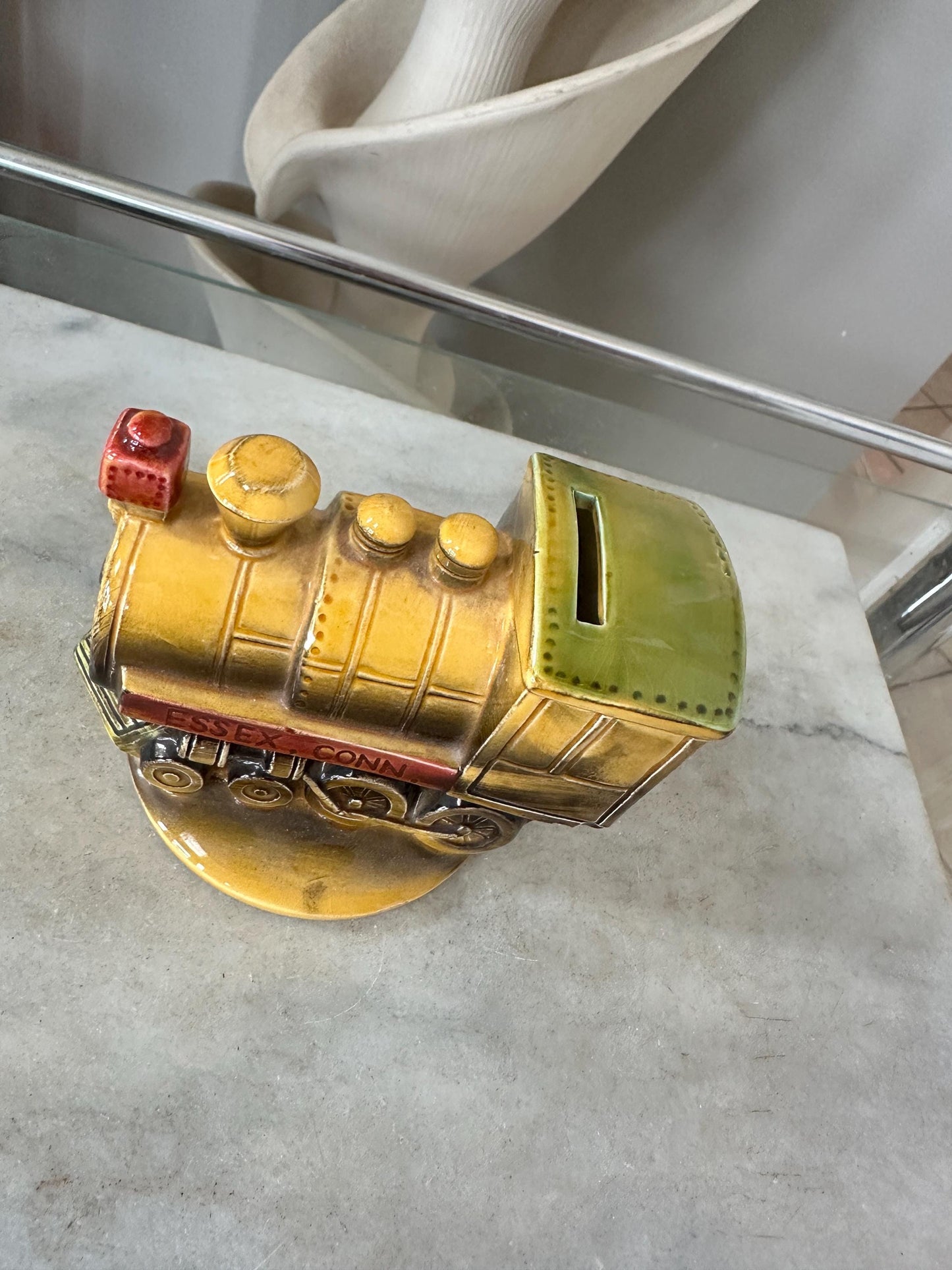 VTG Small Japan Ceramic Valley Railroad Train Coin Bank — Essex, CT