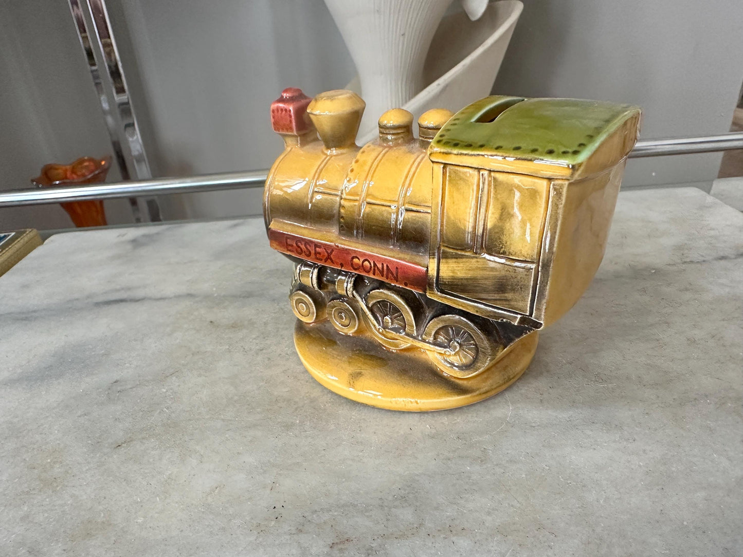 VTG Small Japan Ceramic Valley Railroad Train Coin Bank — Essex, CT