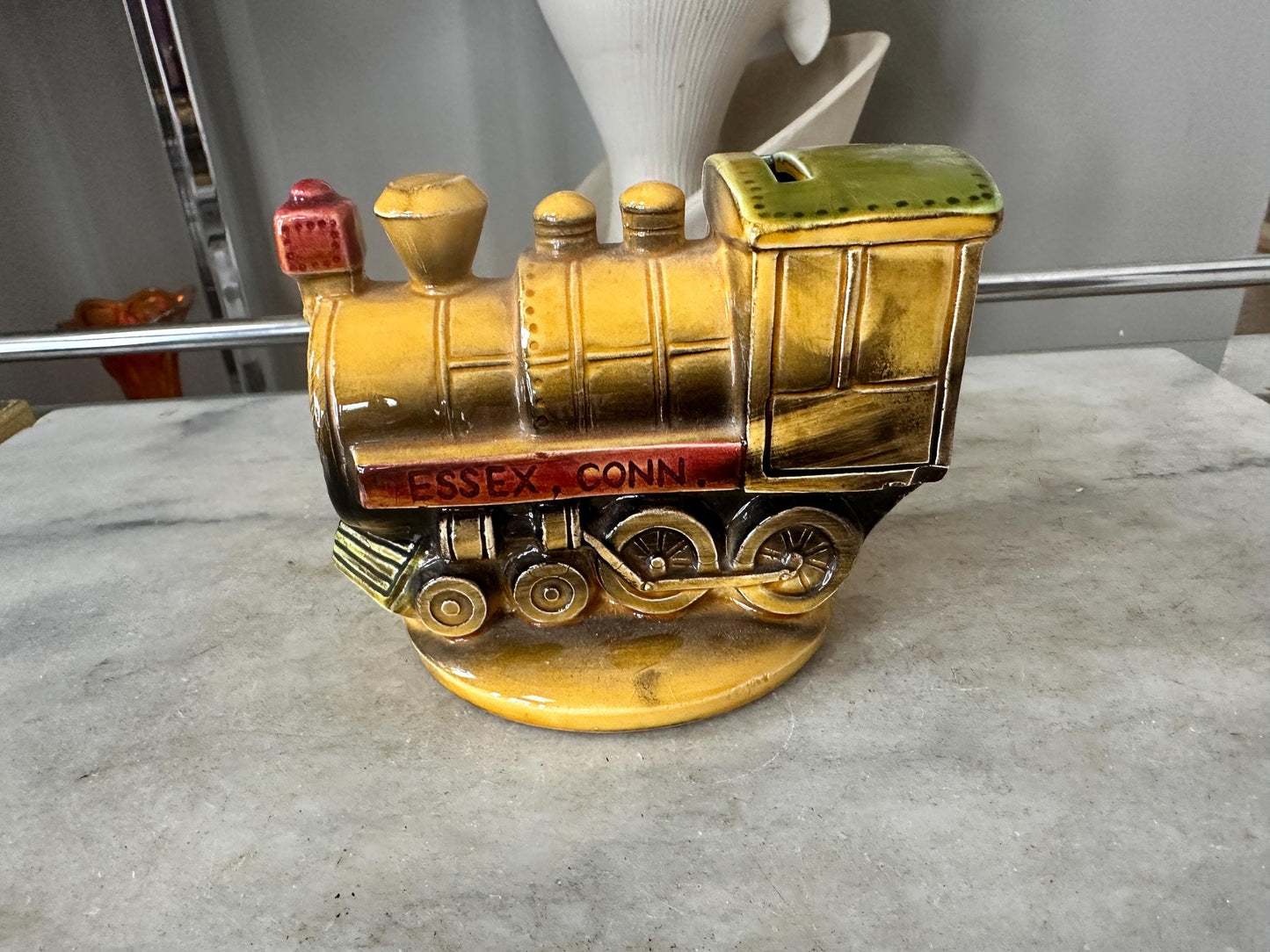 VTG Small Japan Ceramic Valley Railroad Train Coin Bank — Essex, CT