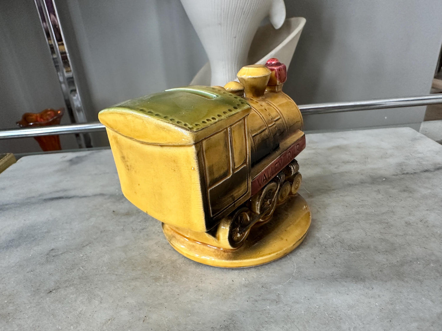 VTG Small Japan Ceramic Valley Railroad Train Coin Bank — Essex, CT