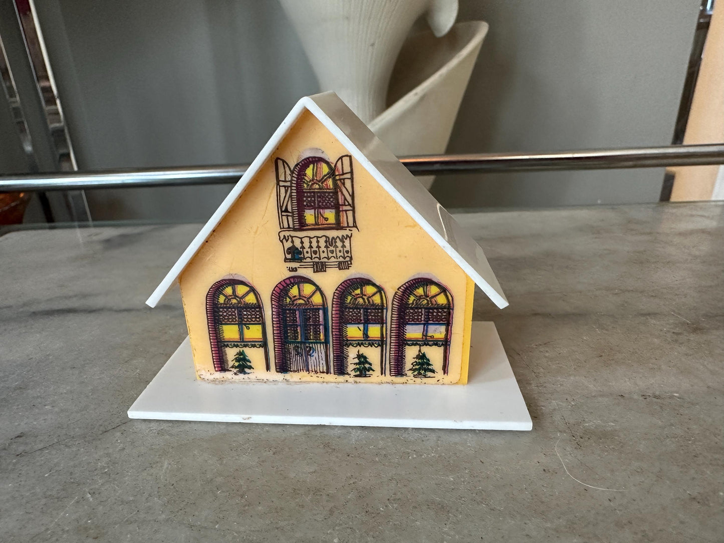 Vintage German Souvenir Lot, Kitsch Putz Village House & Slide Viewer (2 houses)