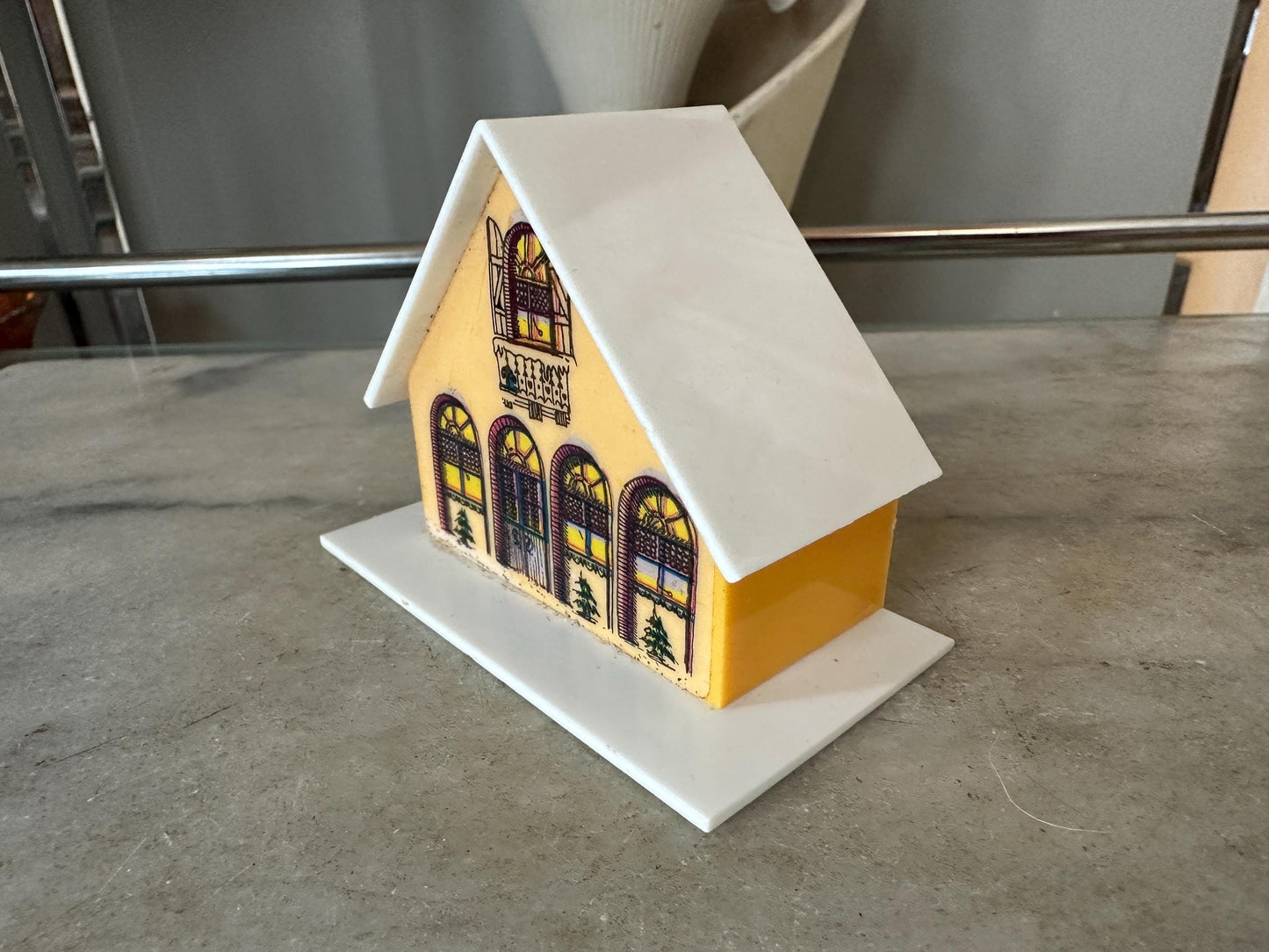 Vintage German Souvenir Lot, Kitsch Putz Village House & Slide Viewer (2 houses)