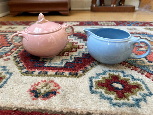 Vintage Lu-Ray Pastel Creamer and Sugar Set | 1940s Taylor Smith & Taylor