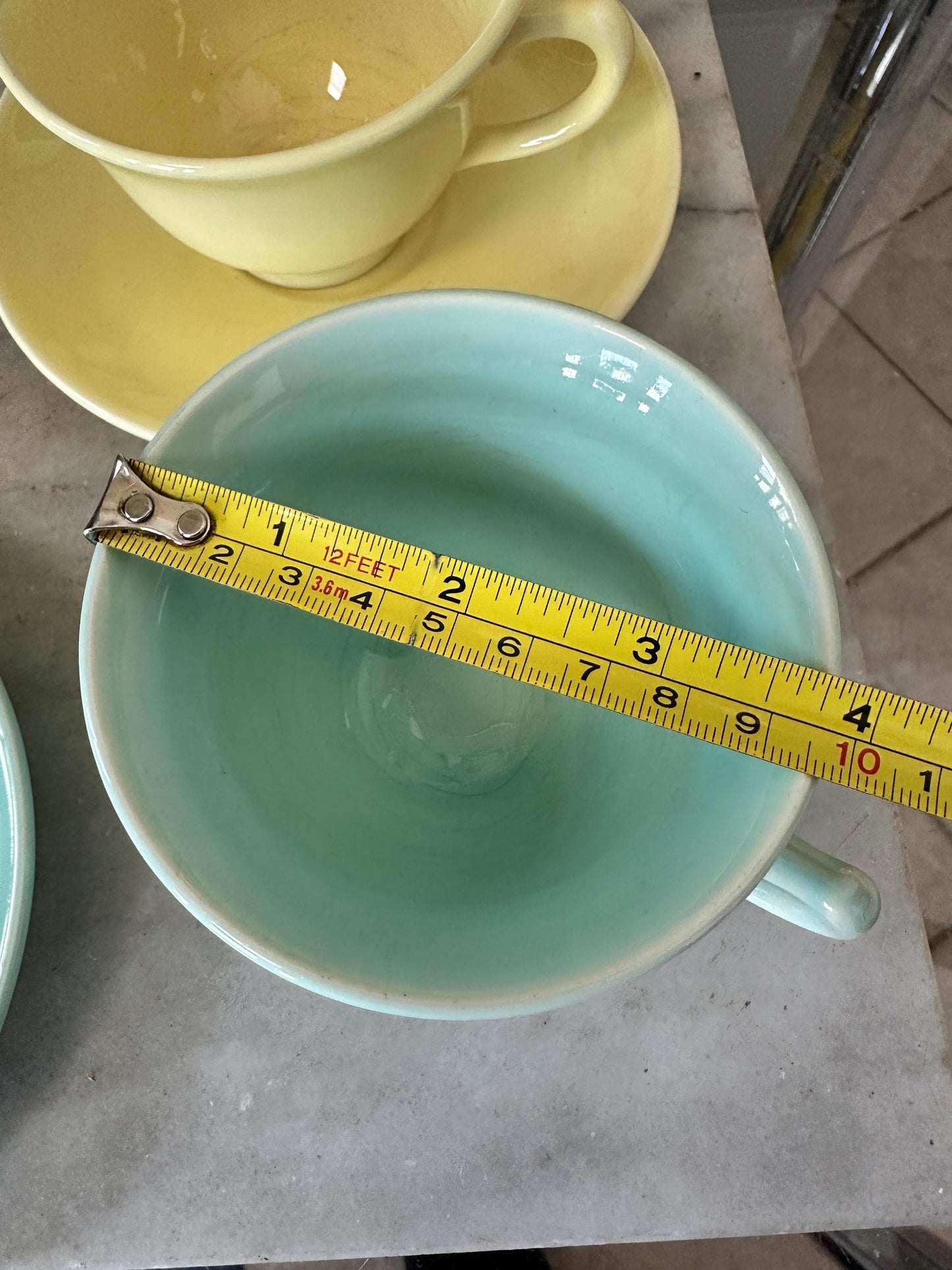 1930s Lu-Ray Pastel Cup and Saucer Set, Retro Kitchen Decor