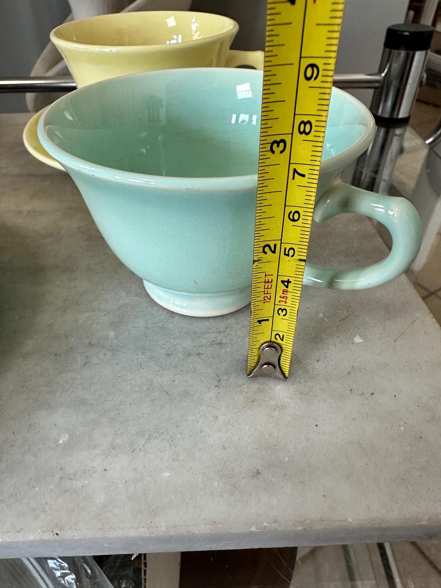 1930s Lu-Ray Pastel Cup and Saucer Set, Retro Kitchen Decor