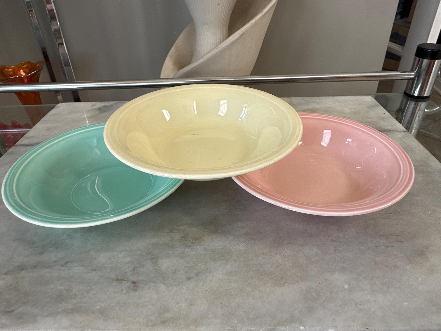 Vintage Edwin Knowles Berry Bowls (Set of 3) | Mid-Century Pastel Dinnerware