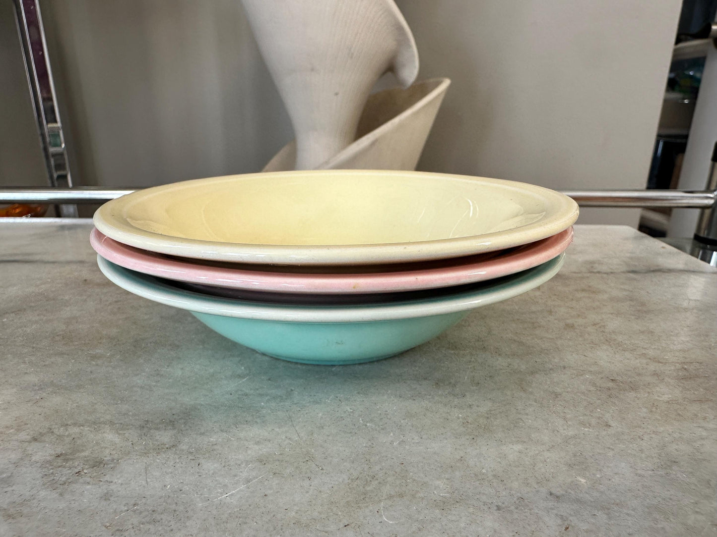 Vintage Edwin Knowles Berry Bowls (Set of 3) | Mid-Century Pastel Dinnerware