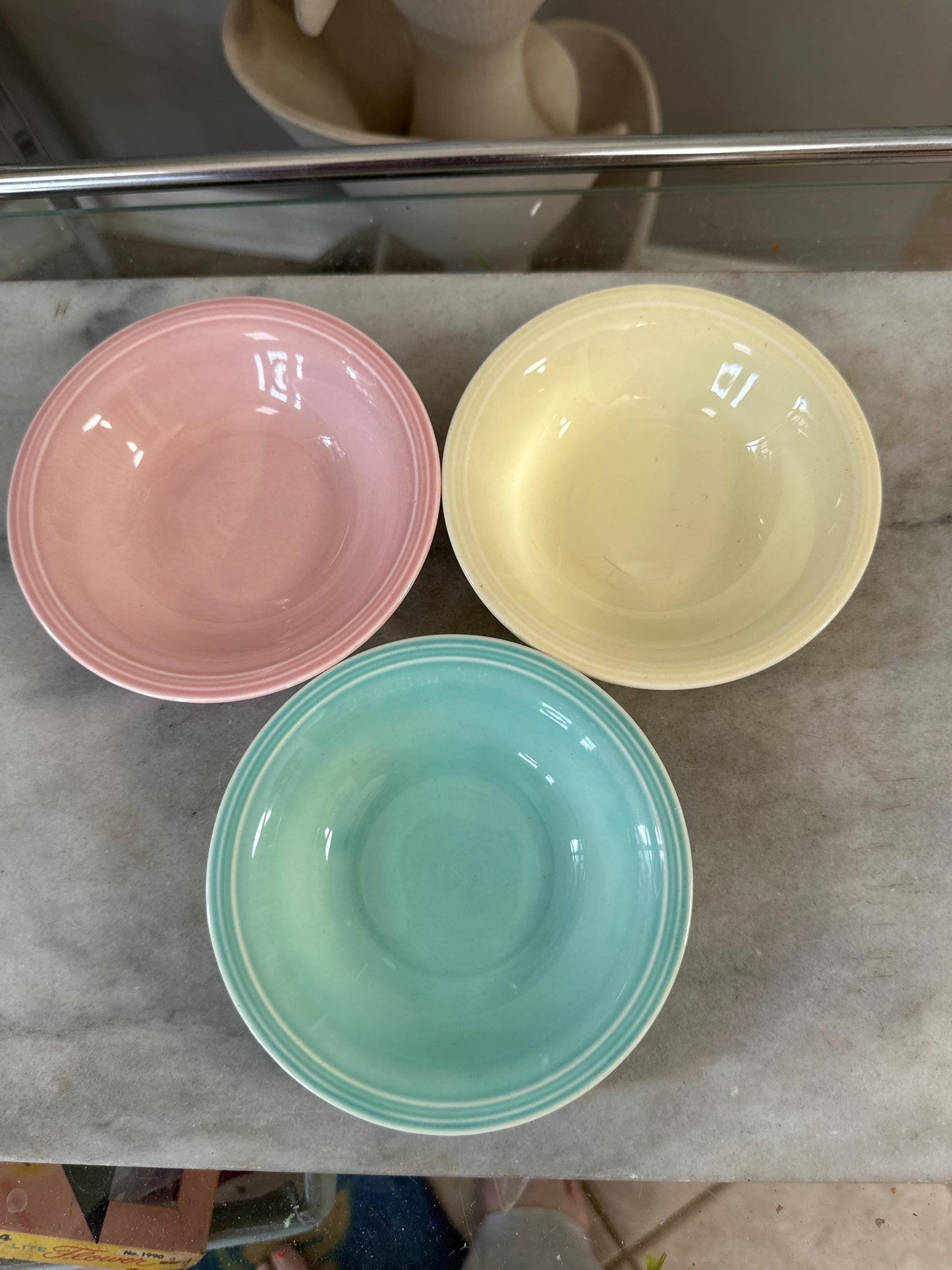 Vintage Edwin Knowles Berry Bowls (Set of 3) | Mid-Century Pastel Dinnerware