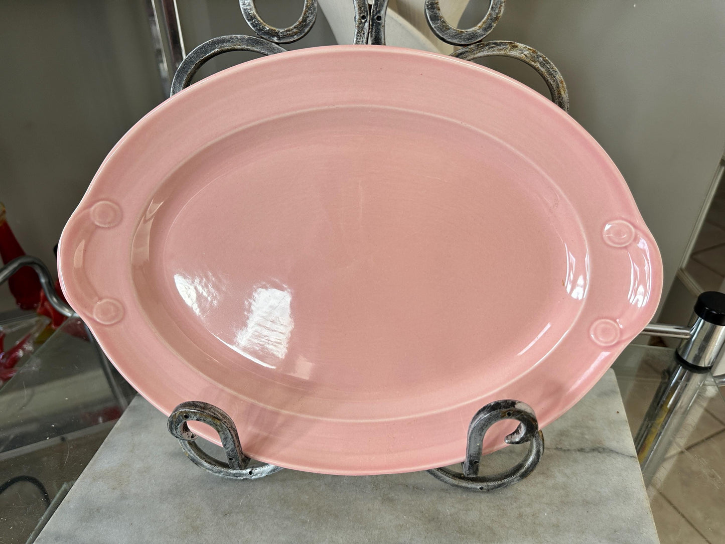 Vintage Lu-Ray Pastel Pink Platter | Mid-Century Taylor Smith Taylor Dinnerware