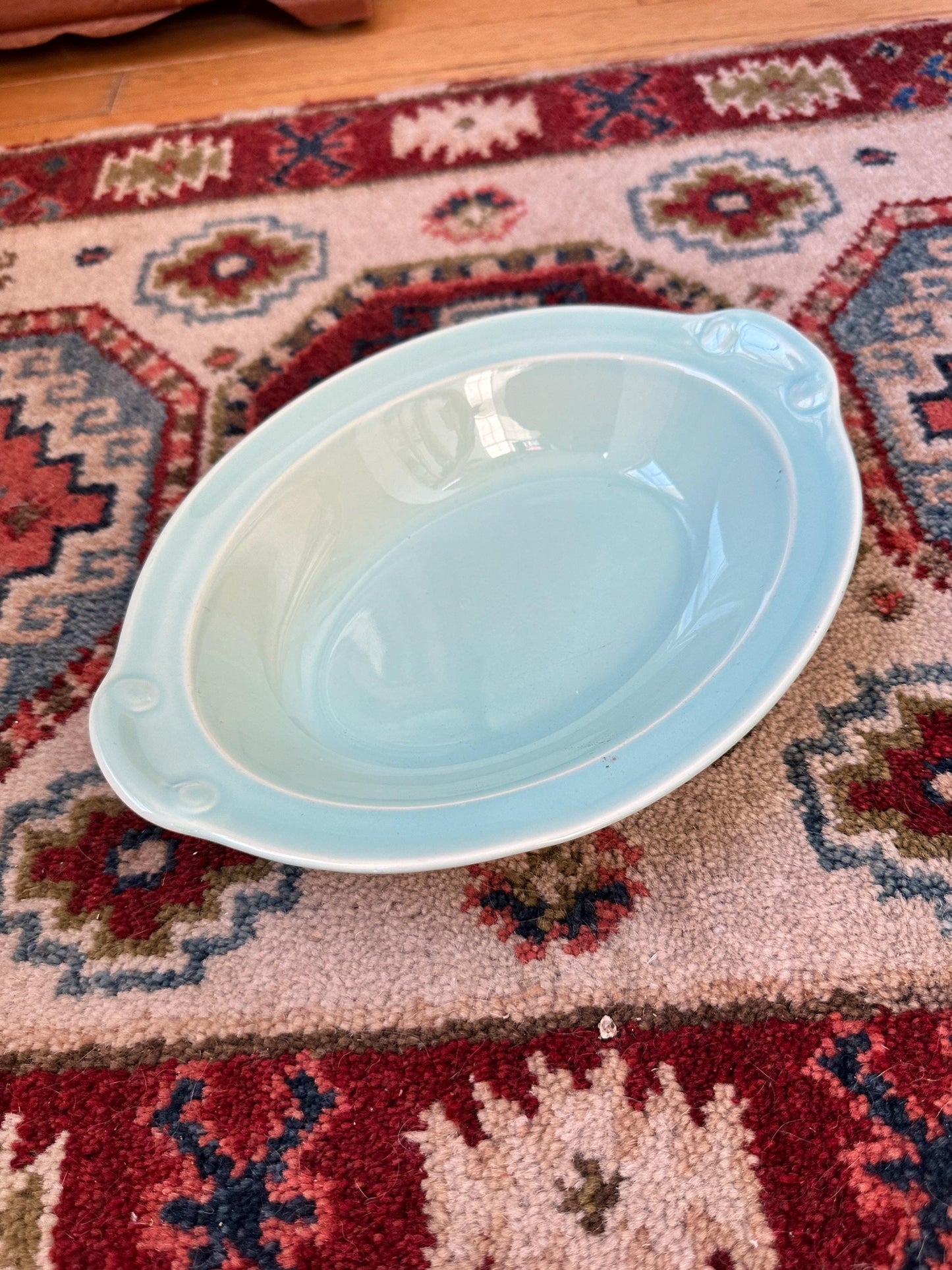 Lu-Ray Pastels Aqua Serving Bowl | Vintage Taylor Smith Taylor Dish