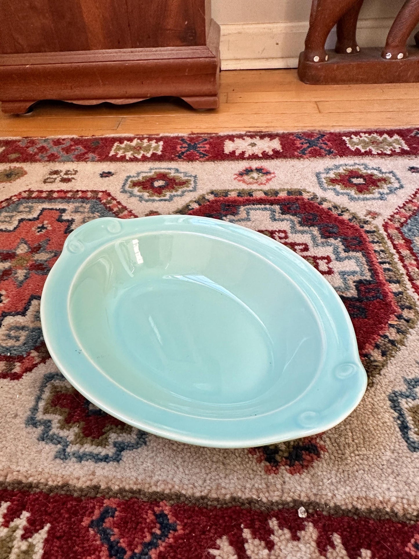 Lu-Ray Pastels Aqua Serving Bowl | Vintage Taylor Smith Taylor Dish
