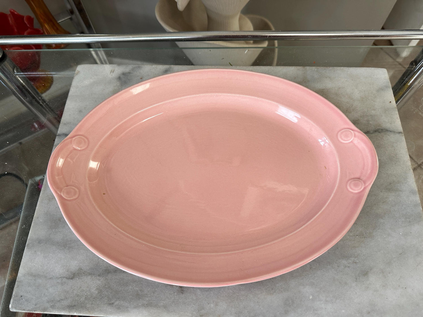 Vintage Lu-Ray Pastel Pink Platter | Mid-Century Taylor Smith Taylor Dinnerware