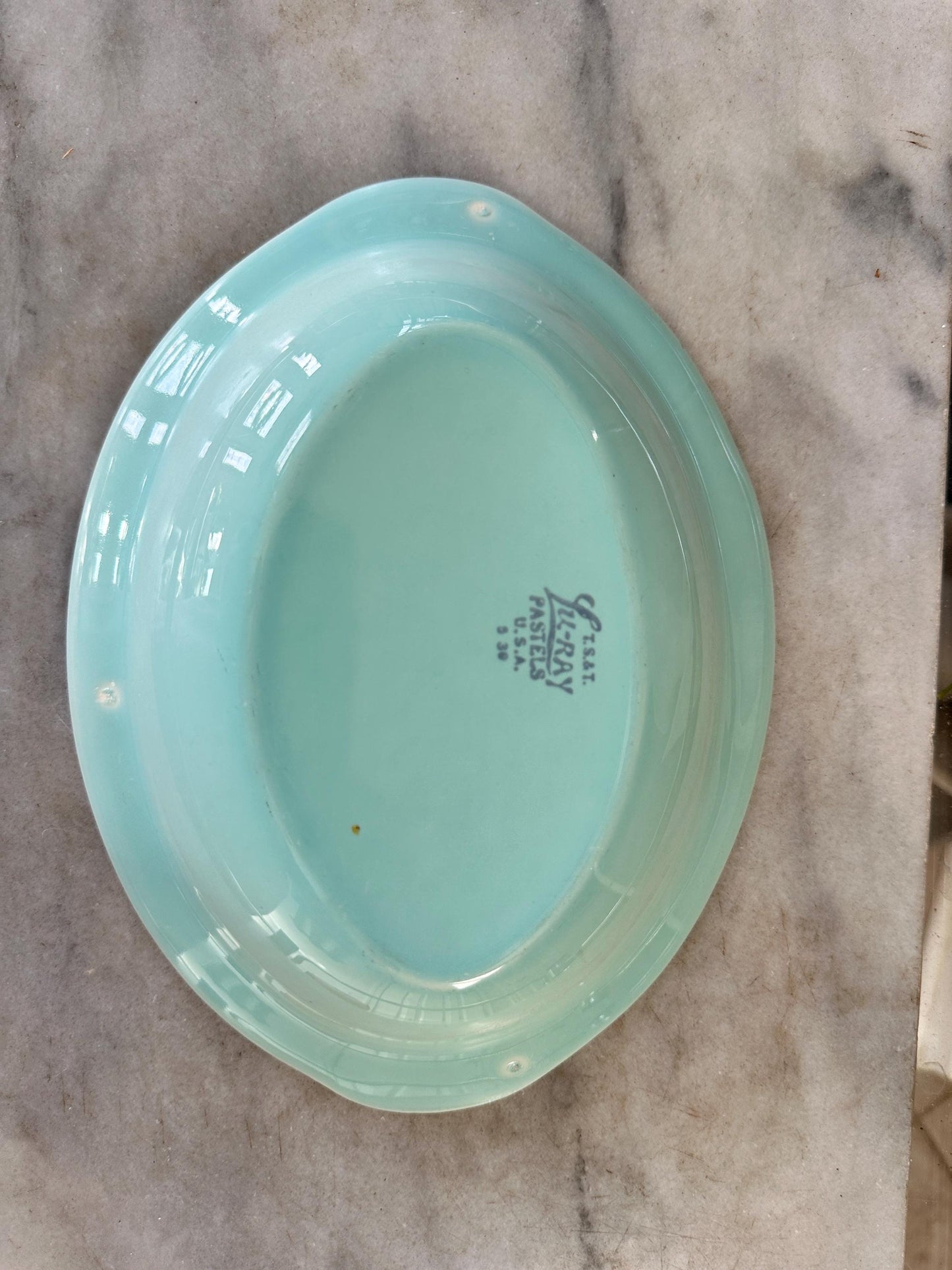 Lu-Ray Pastels Aqua Serving Bowl | Vintage Taylor Smith Taylor Dish