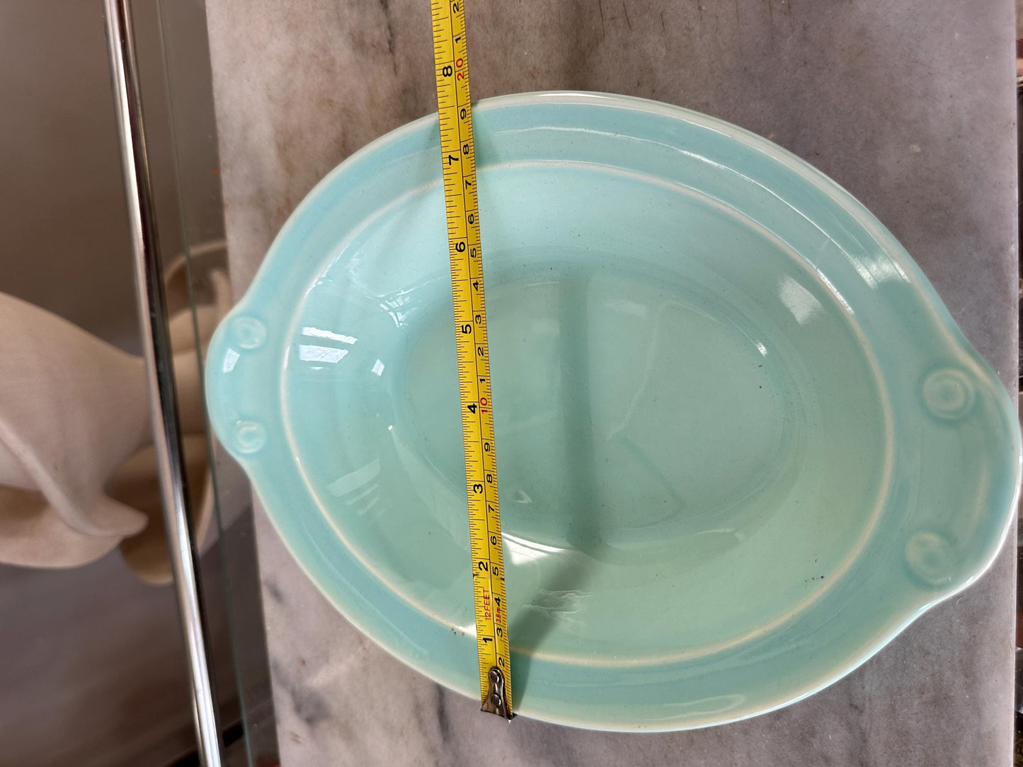 Lu-Ray Pastels Aqua Serving Bowl | Vintage Taylor Smith Taylor Dish