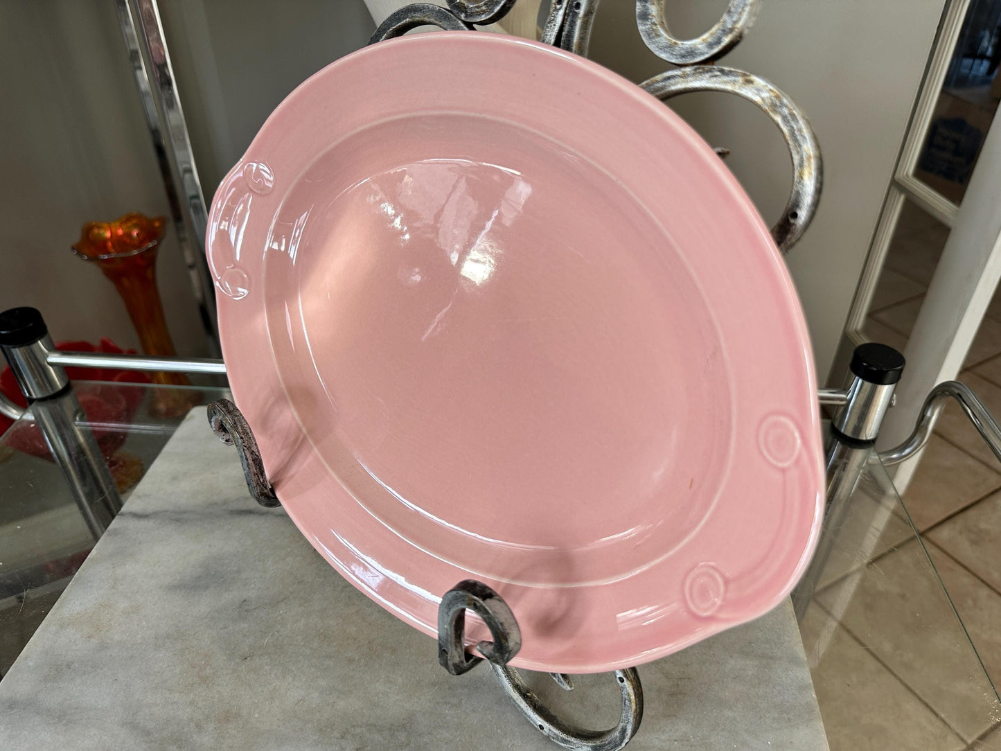 Vintage Lu-Ray Pastel Pink Platter | Mid-Century Taylor Smith Taylor Dinnerware