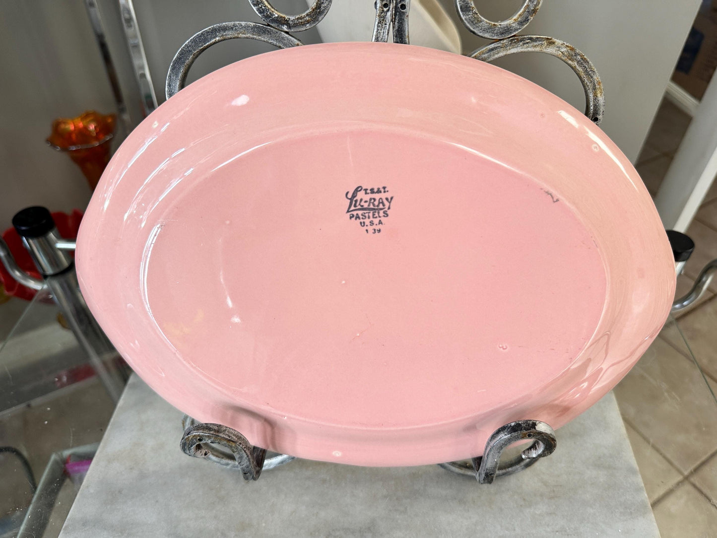 Vintage Lu-Ray Pastel Pink Platter | Mid-Century Taylor Smith Taylor Dinnerware