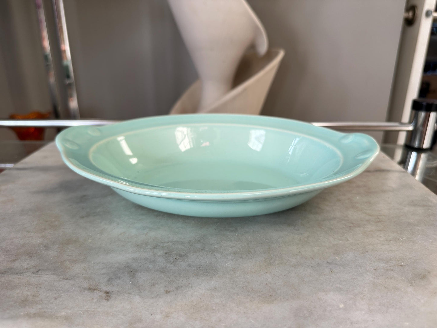 Lu-Ray Pastels Aqua Serving Bowl | Vintage Taylor Smith Taylor Dish