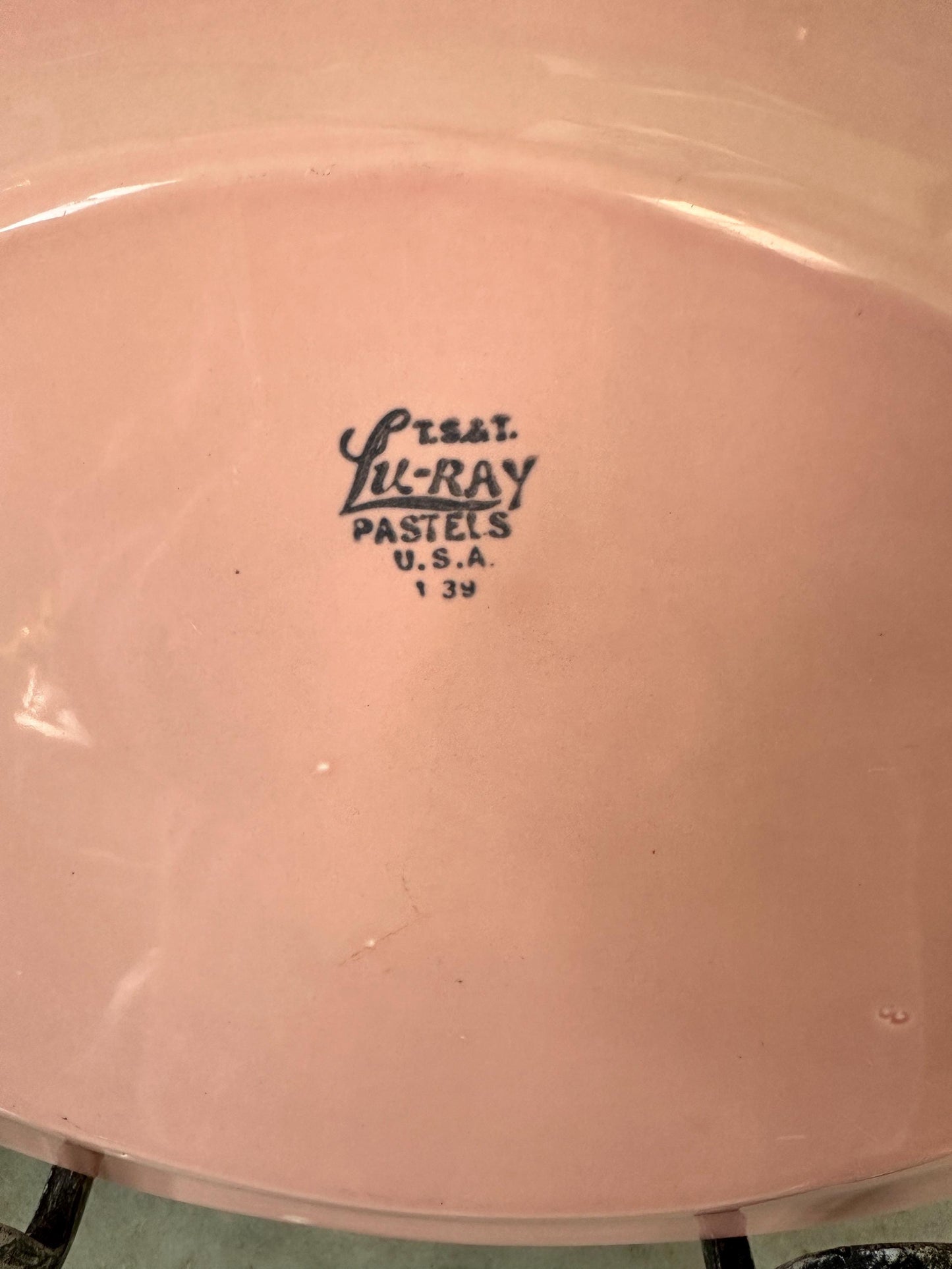 Vintage Lu-Ray Pastel Pink Platter | Mid-Century Taylor Smith Taylor Dinnerware