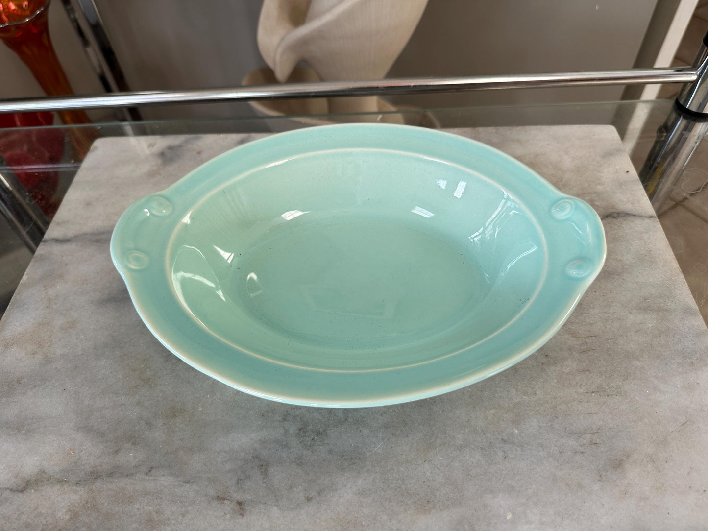 Lu-Ray Pastels Aqua Serving Bowl | Vintage Taylor Smith Taylor Dish