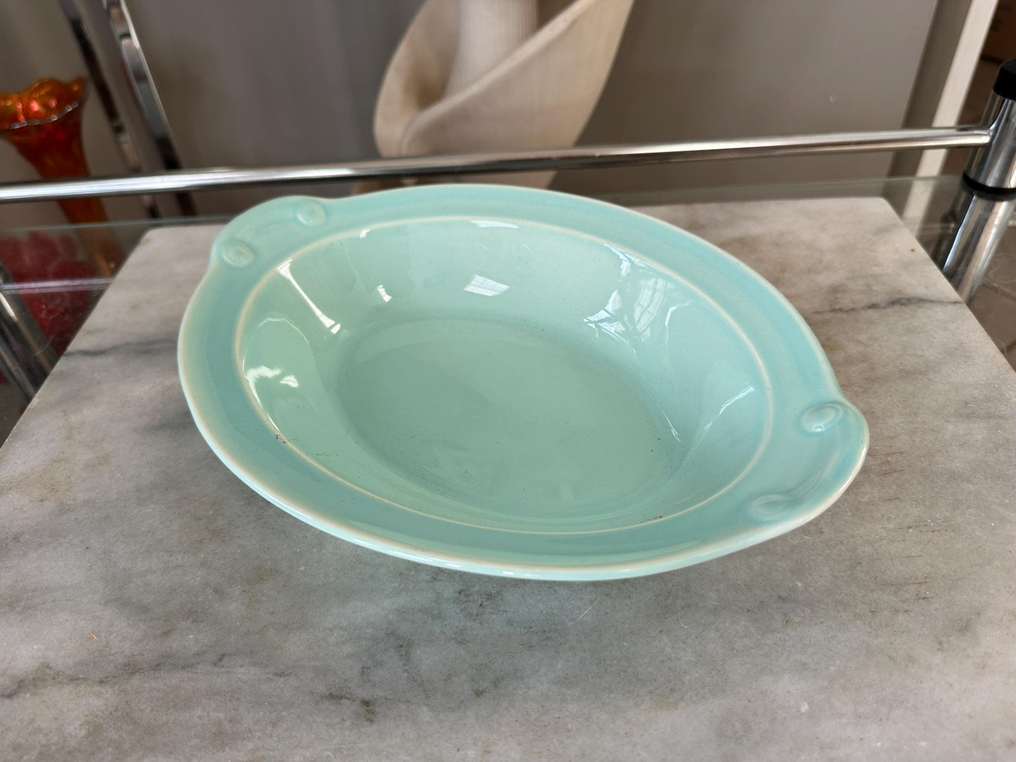 Lu-Ray Pastels Aqua Serving Bowl | Vintage Taylor Smith Taylor Dish