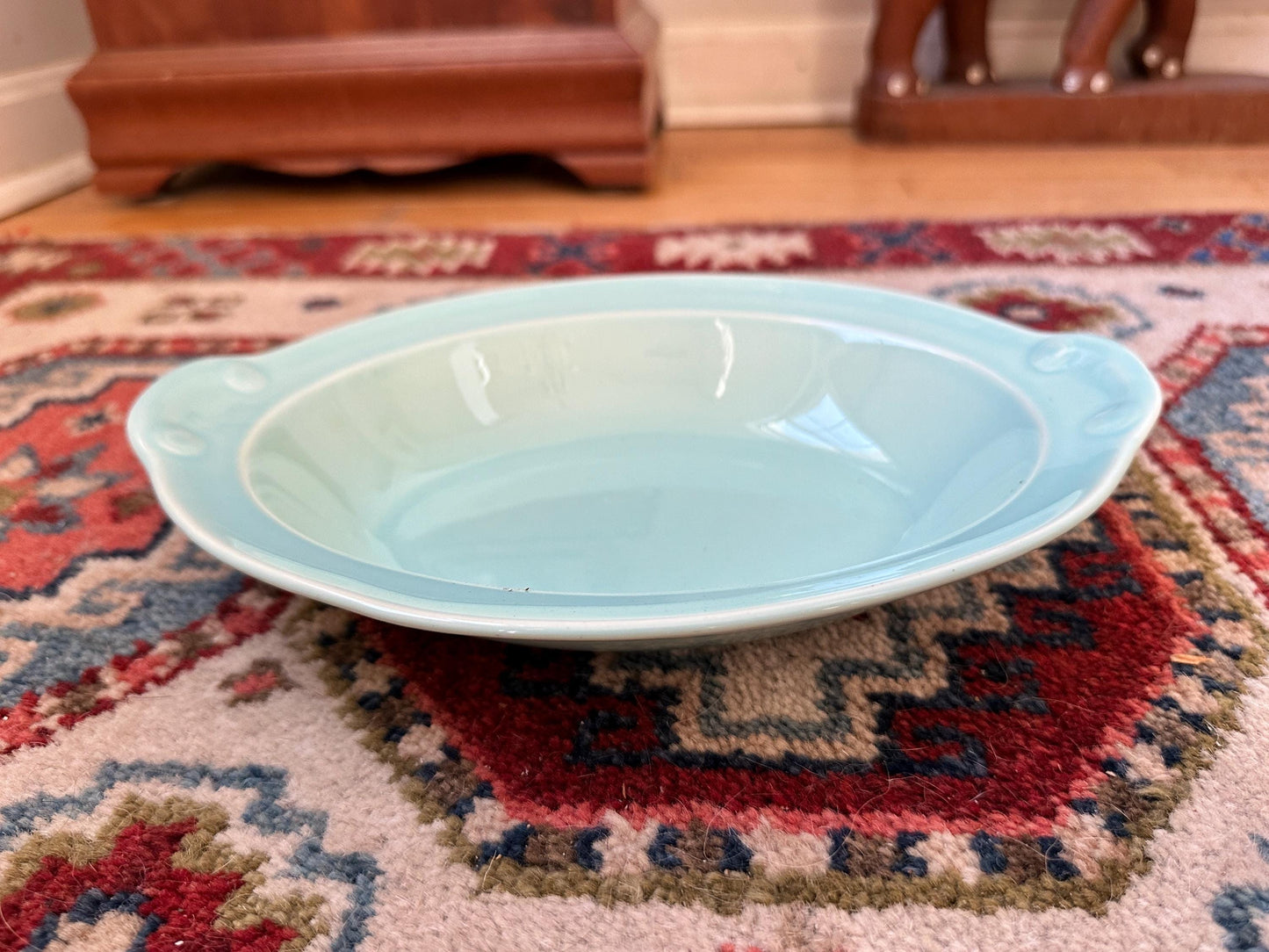 Lu-Ray Pastels Aqua Serving Bowl | Vintage Taylor Smith Taylor Dish