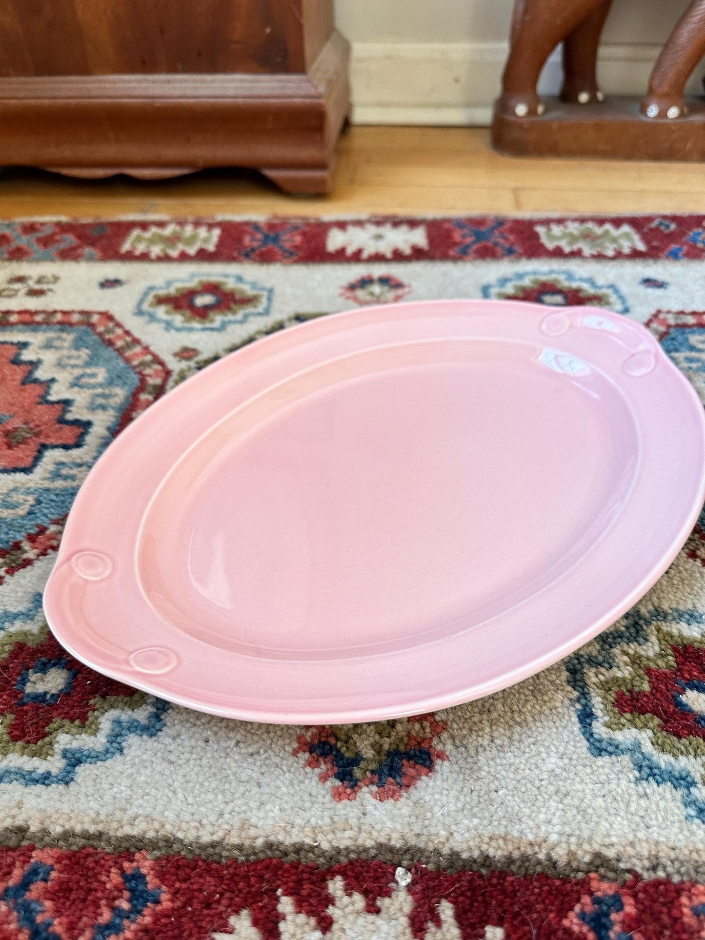 Vintage Lu-Ray Pastel Pink Platter | Mid-Century Taylor Smith Taylor Dinnerware