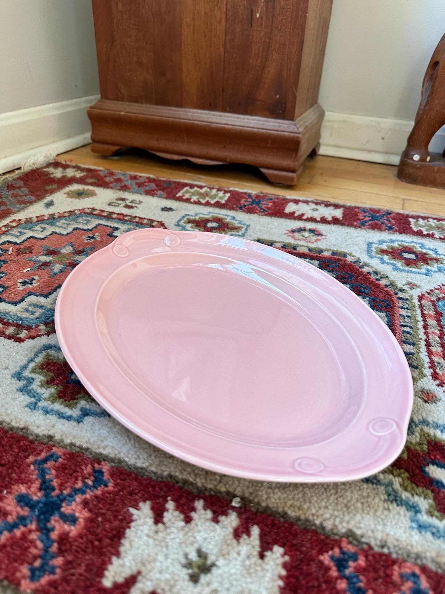 Vintage Lu-Ray Pastel Pink Platter | Mid-Century Taylor Smith Taylor Dinnerware