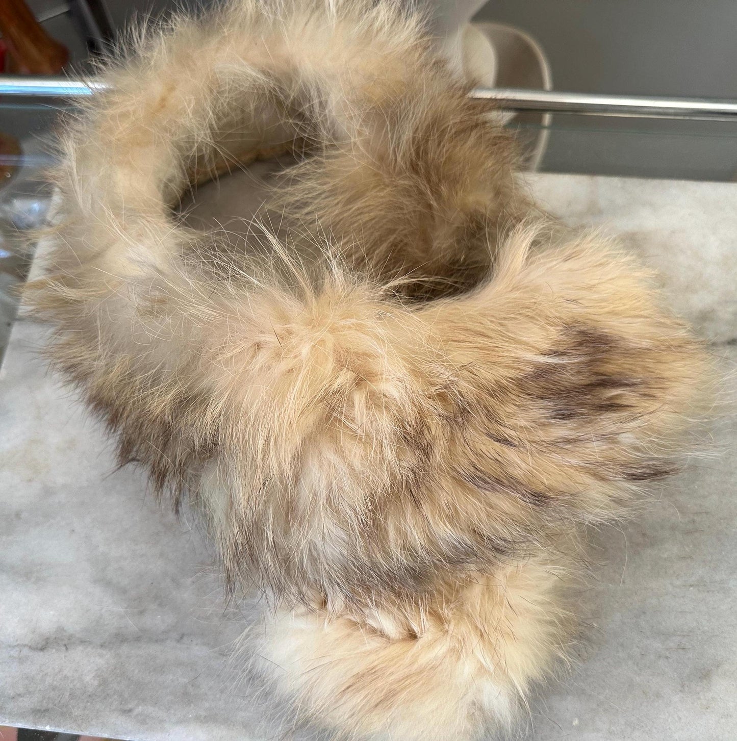 Vintage Set of 4 Mink Collars, Ivory and White Genuine Fur, Mink Collars from the 1950s