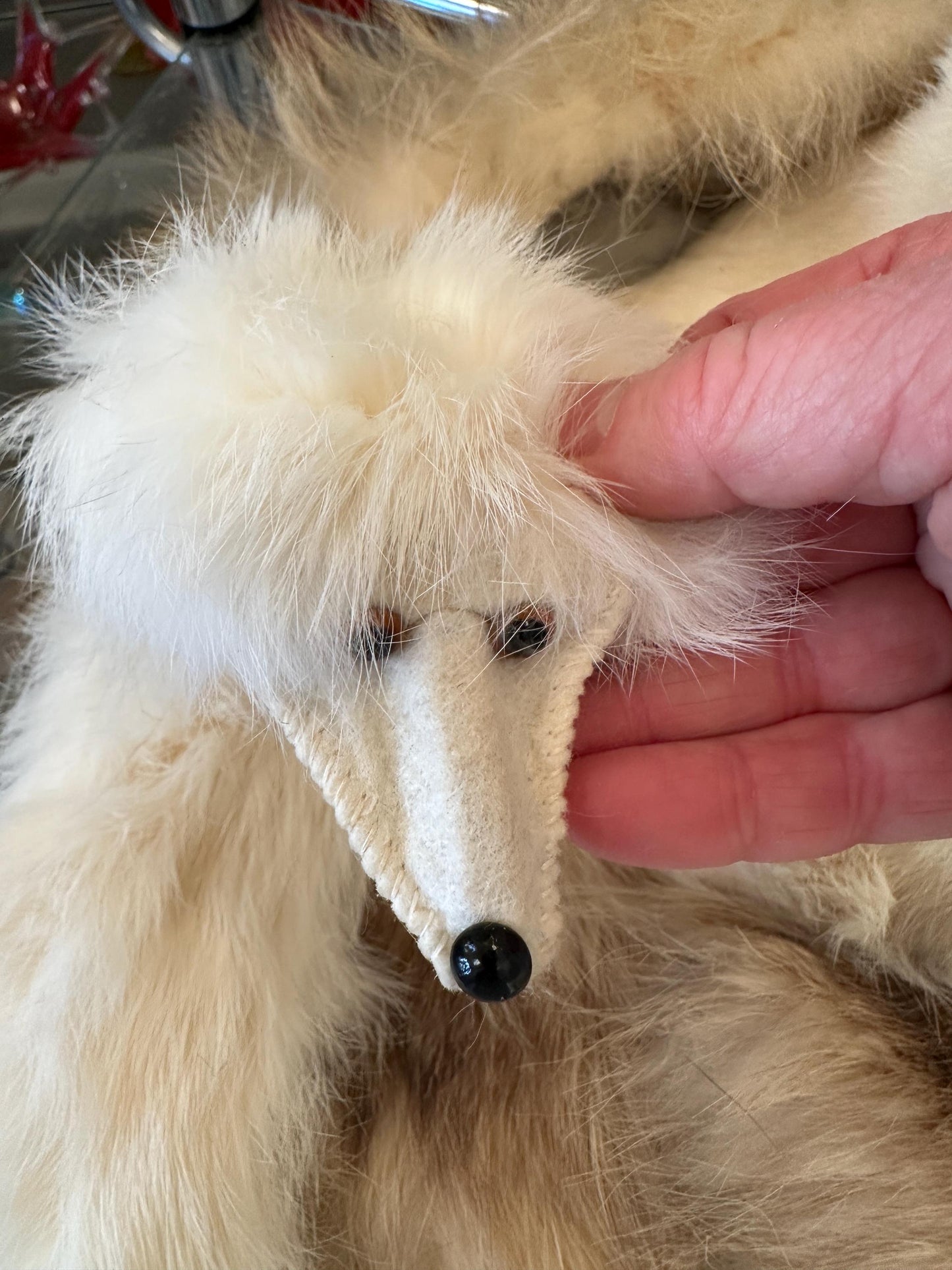 Vintage Set of 4 Mink Collars, Ivory and White Genuine Fur, Mink Collars from the 1950s