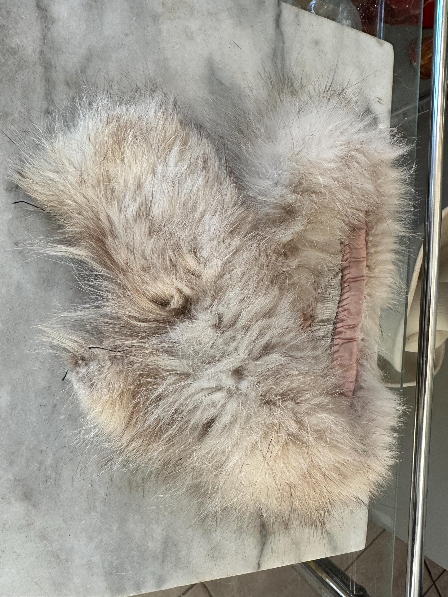 Vintage Set of 4 Mink Collars, Ivory and White Genuine Fur, Mink Collars from the 1950s