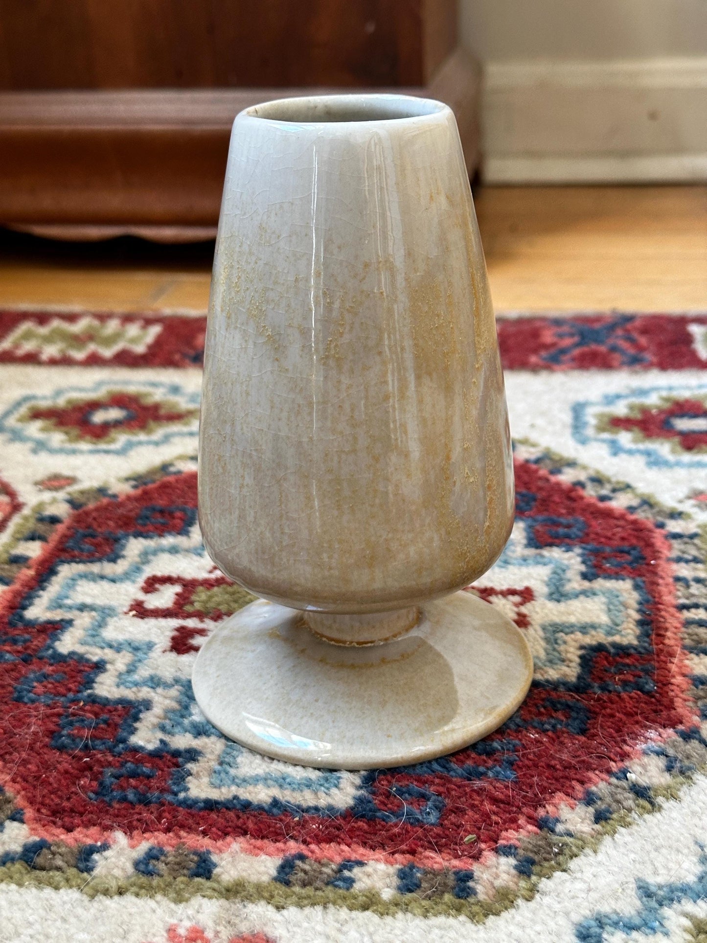 Vintage Freeman McFarlin Vase | California Pottery | Mid Century Modern | Neutral Drip Glaze | 6.25”