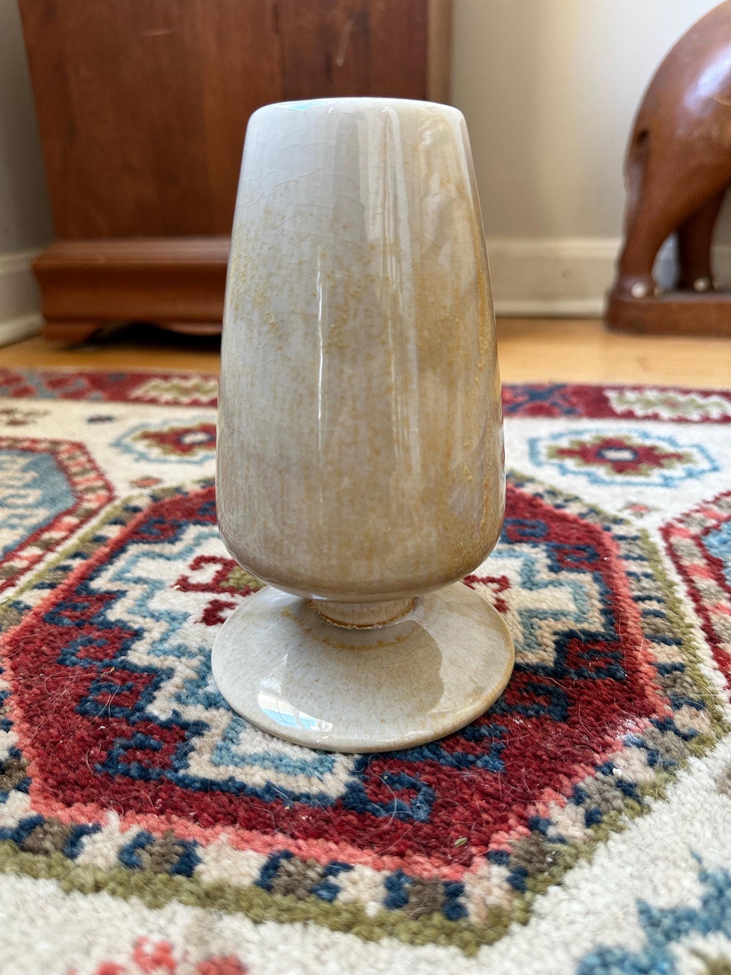 Vintage Freeman McFarlin Vase | California Pottery | Mid Century Modern | Neutral Drip Glaze | 6.25”