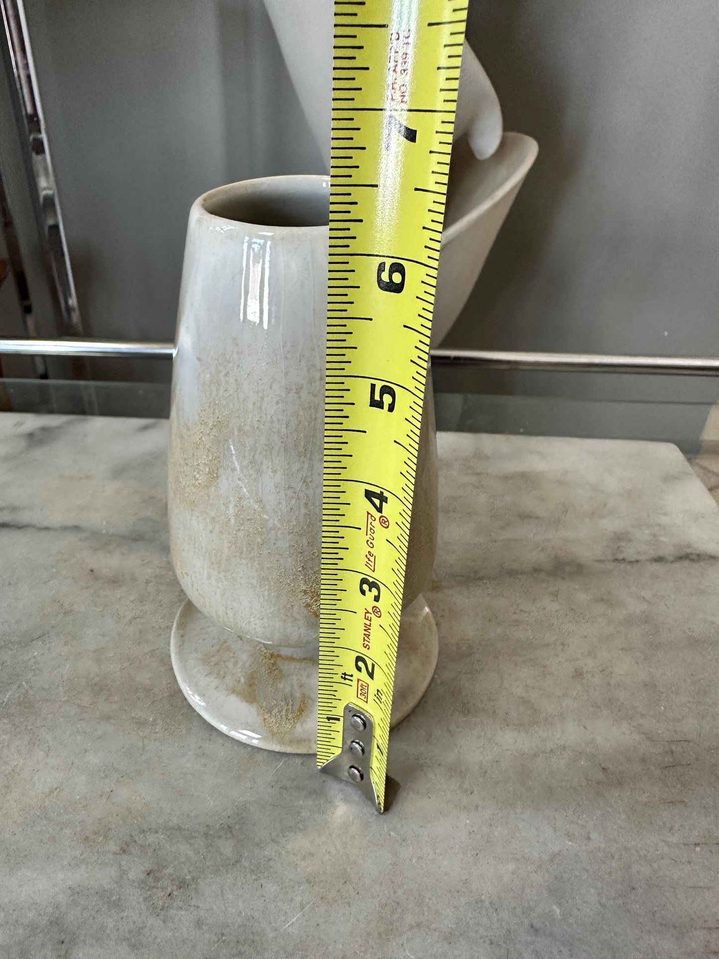 Vintage Freeman McFarlin Vase | California Pottery | Mid Century Modern | Neutral Drip Glaze | 6.25”