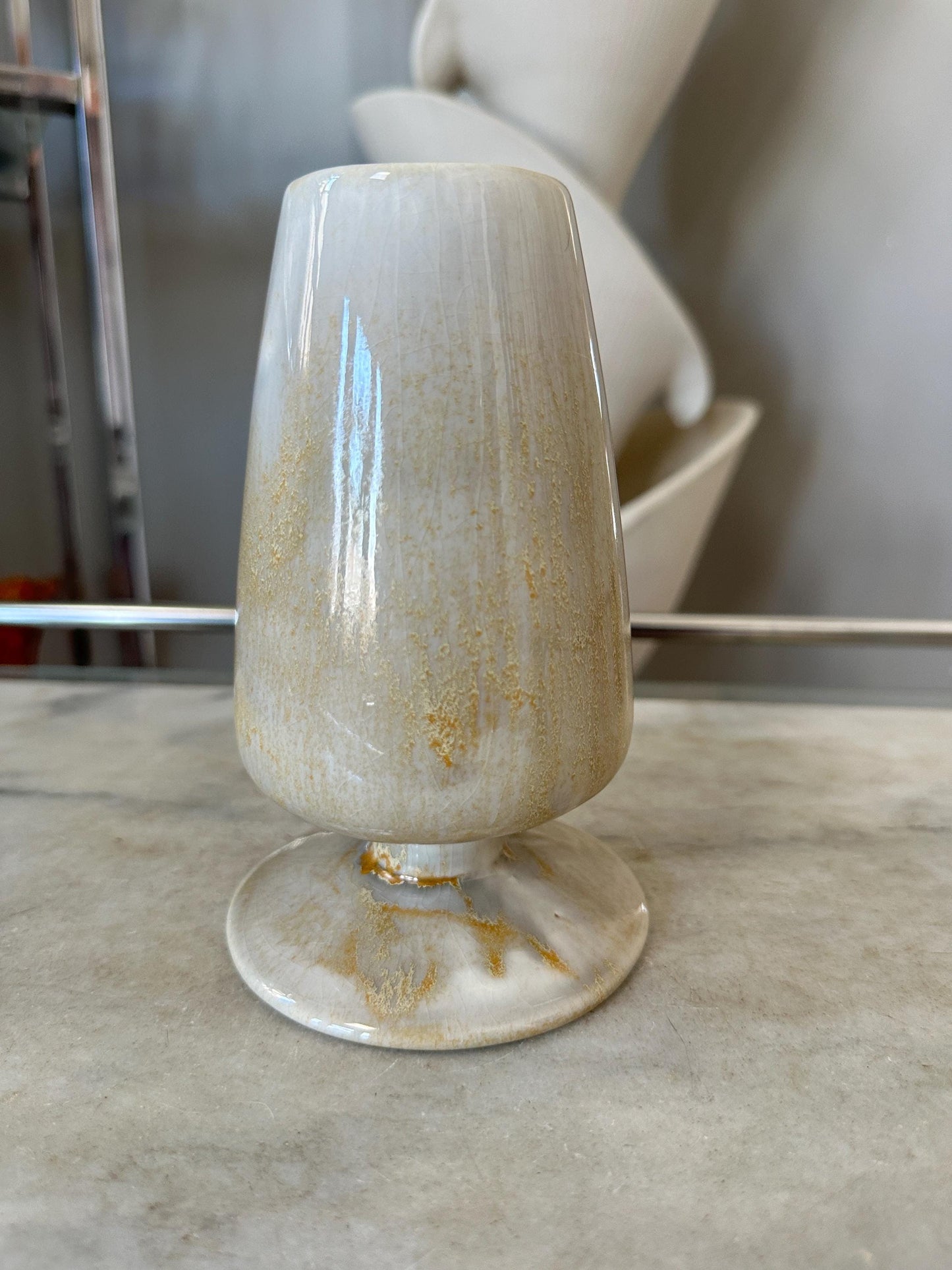 Vintage Freeman McFarlin Vase | California Pottery | Mid Century Modern | Neutral Drip Glaze | 6.25”