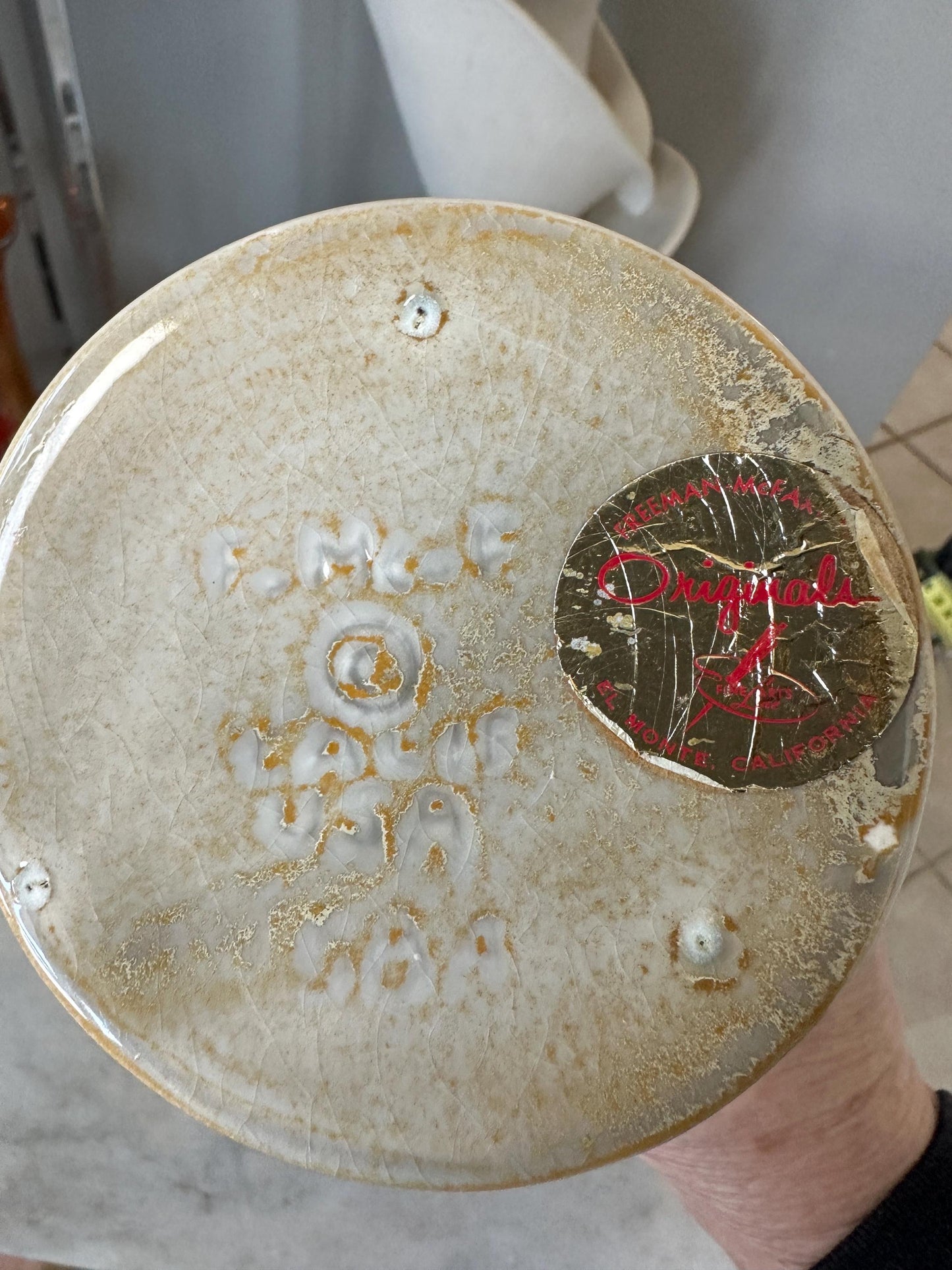 Vintage Freeman McFarlin Vase | California Pottery | Mid Century Modern | Neutral Drip Glaze | 6.25”