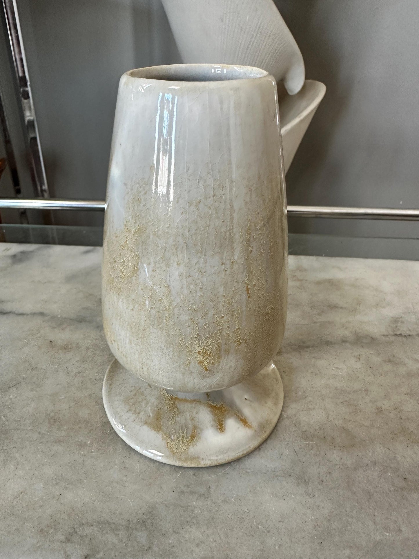 Vintage Freeman McFarlin Vase | California Pottery | Mid Century Modern | Neutral Drip Glaze | 6.25”