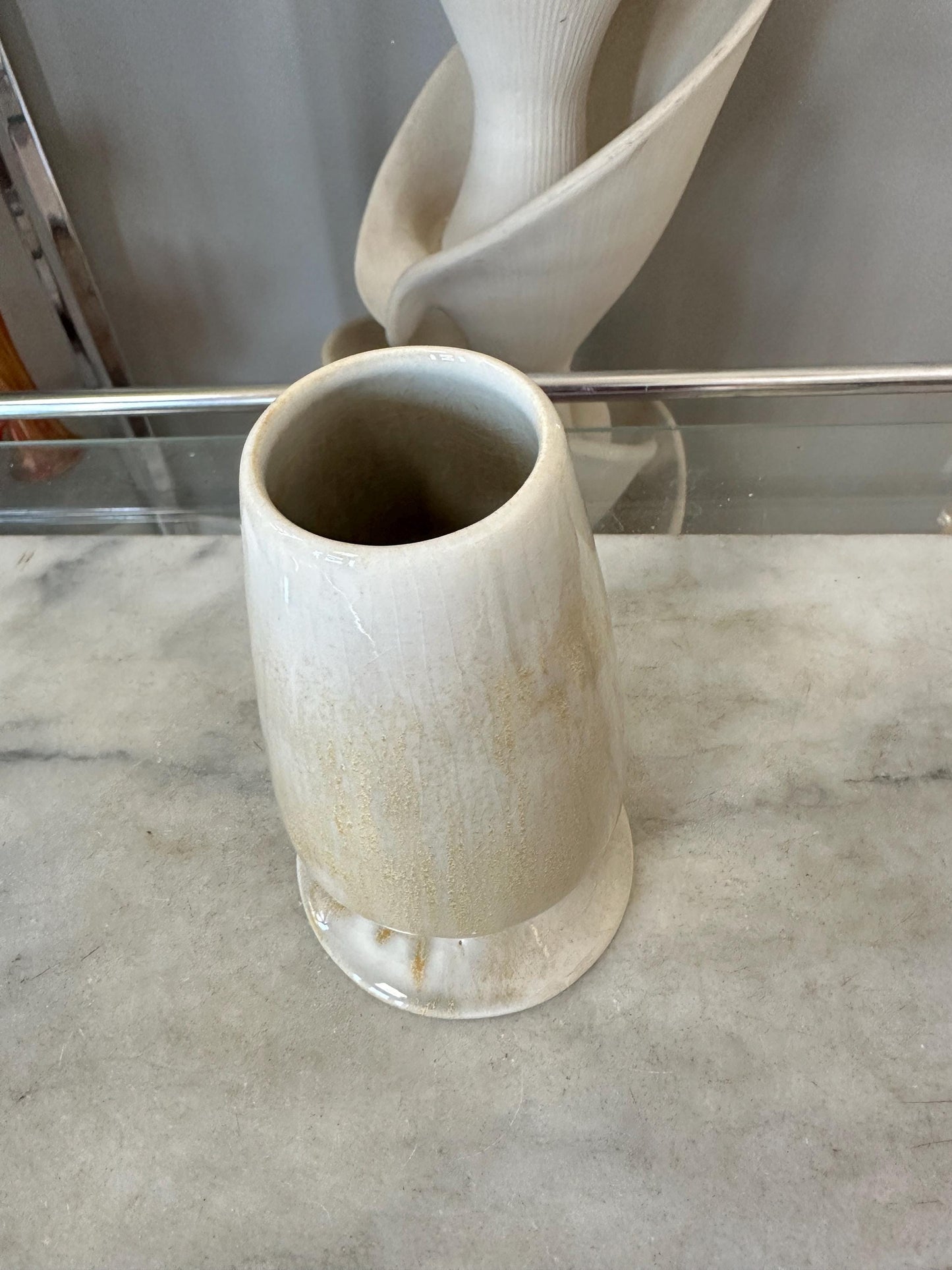 Vintage Freeman McFarlin Vase | California Pottery | Mid Century Modern | Neutral Drip Glaze | 6.25”
