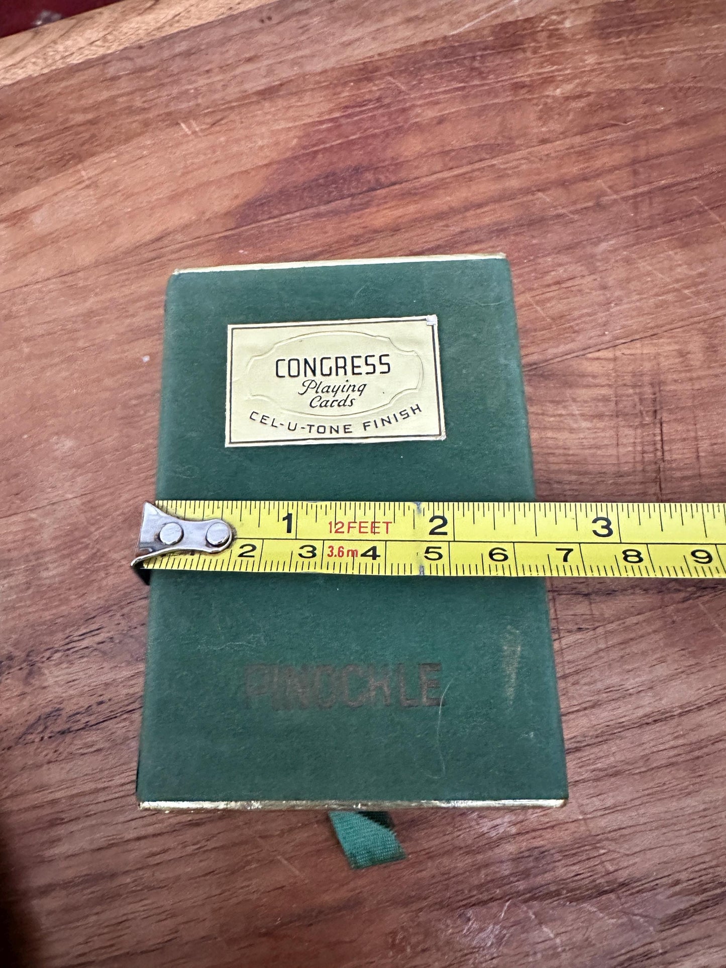 Vintage Congress Pinochle Cards, Cel-U-Tone Finish, Green Velvet Case