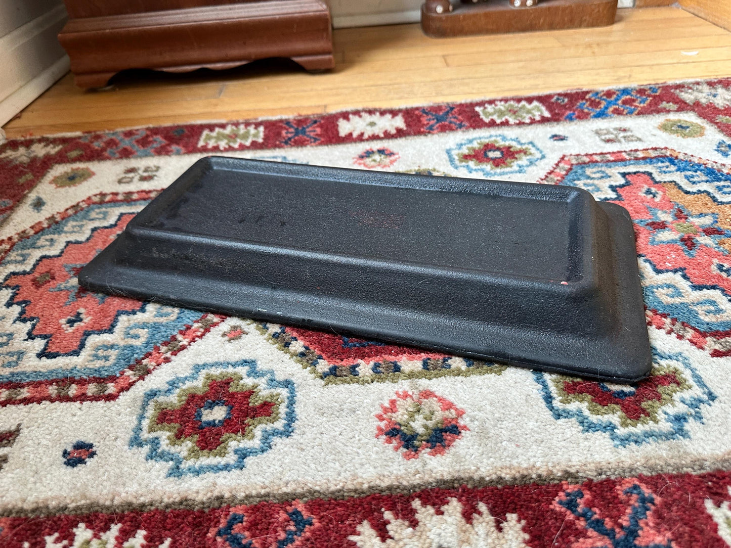 Rustic Black Wooden Tray – Farmhouse Dough Board, Early 20th Century
