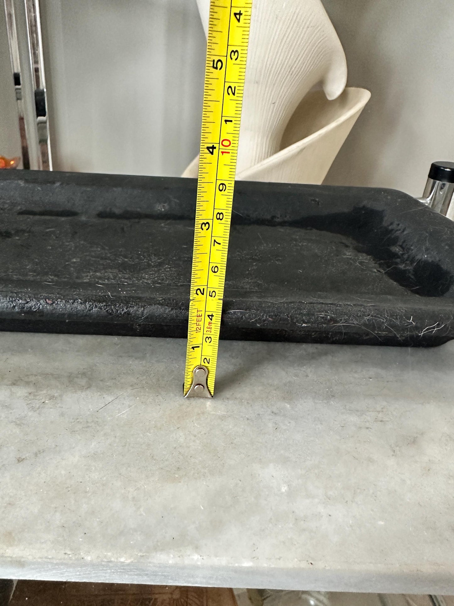 Rustic Black Wooden Tray – Farmhouse Dough Board, Early 20th Century