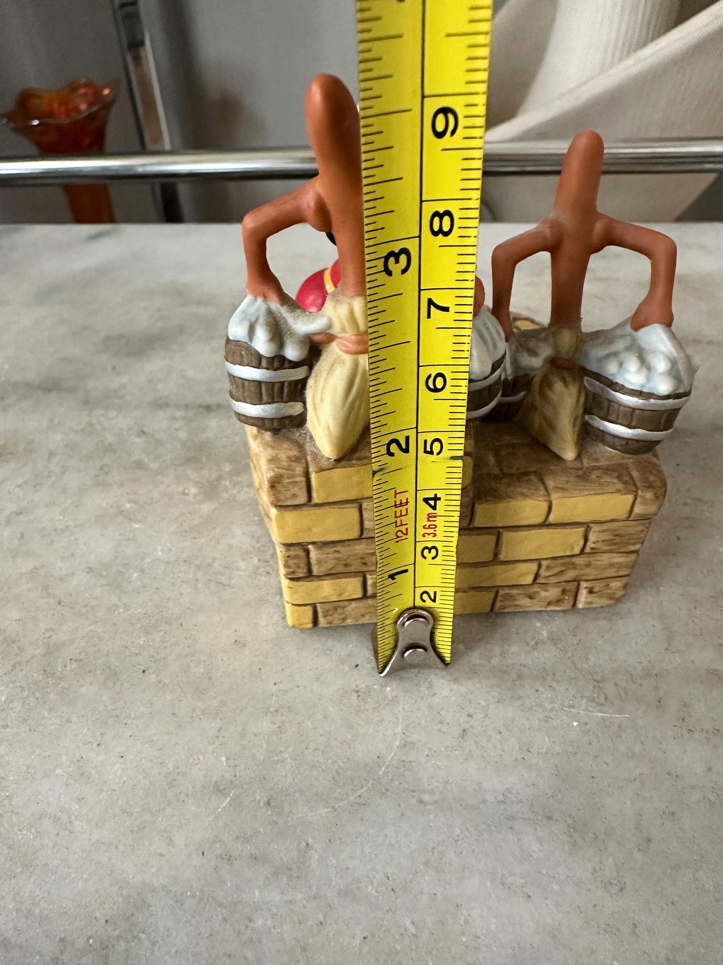 Disney Sorcerer Apprentice Music Box – Fantasia Mickey Mouse & Brooms – Ceramic – 3.5” Tall – Made in Taiwan – Vintage 1980's