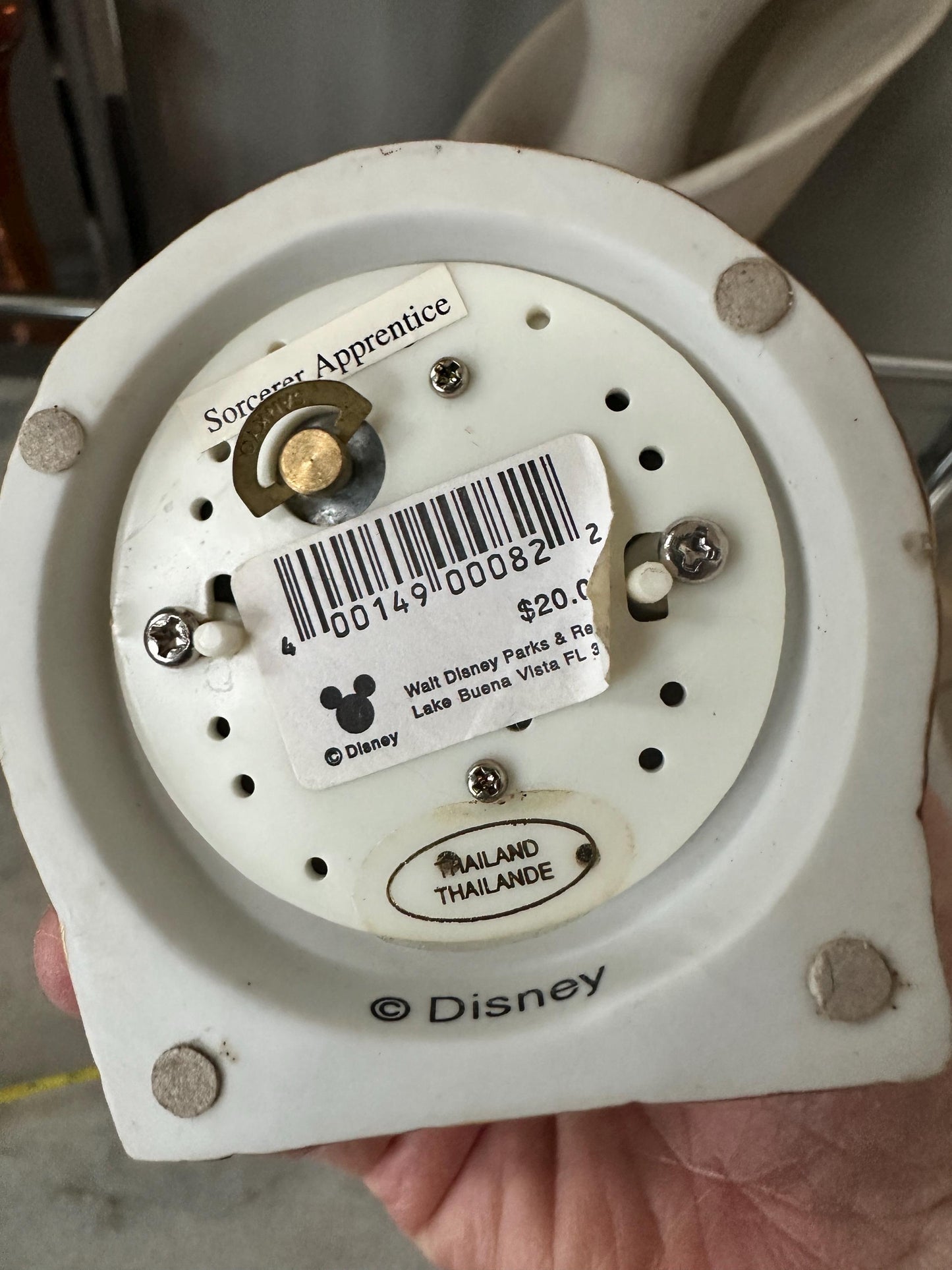 Disney Sorcerer Apprentice Music Box – Fantasia Mickey Mouse & Brooms – Ceramic – 3.5” Tall – Made in Taiwan – Vintage 1980's