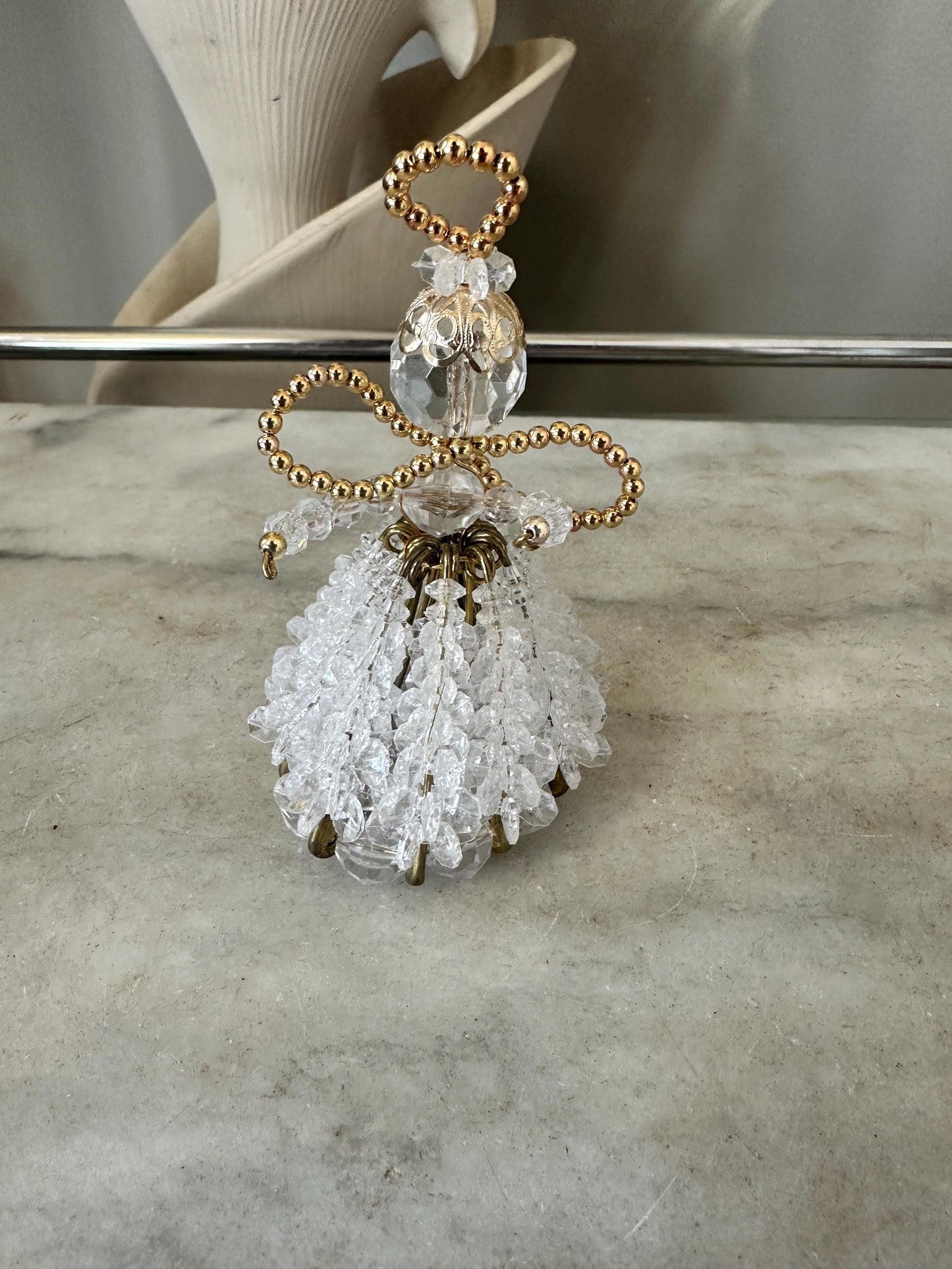 Angel Handmade Beaded Safety Pin Ornaments MCM Gorgeously Retro 4” tall