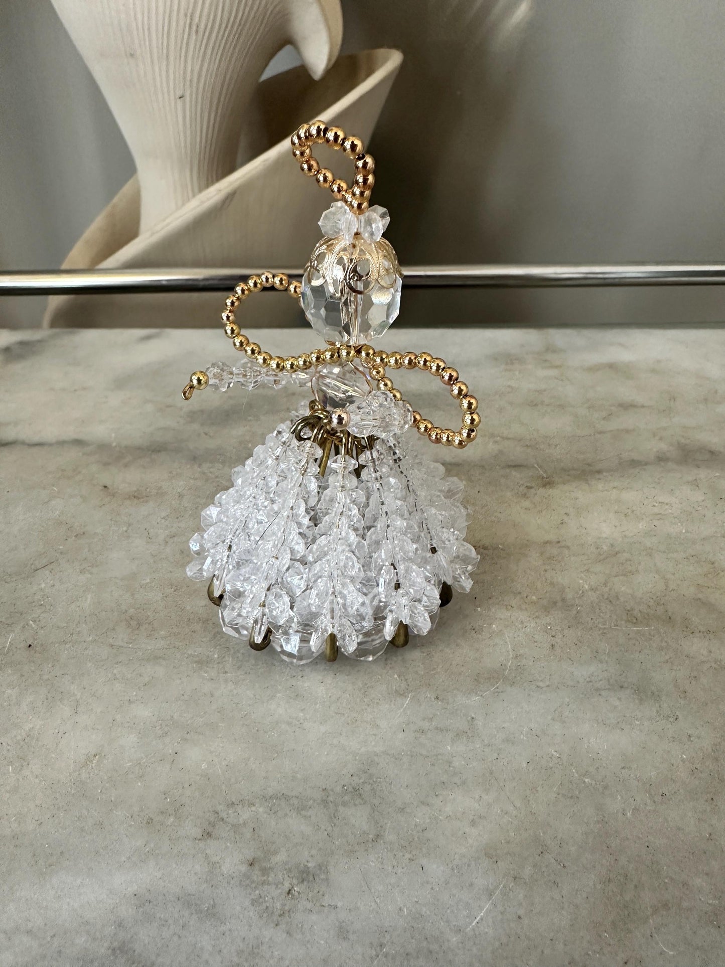 Angel Handmade Beaded Safety Pin Ornaments MCM Gorgeously Retro 4” tall